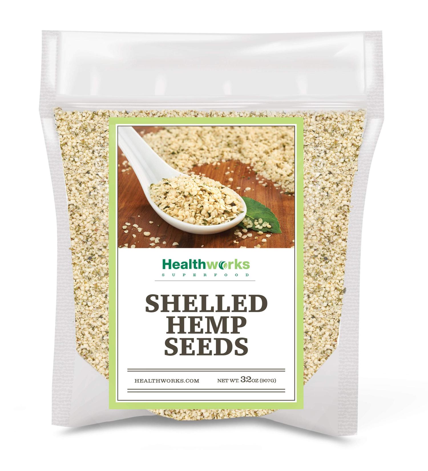 Healthworks Canadian Shelled Hemp Seeds (32oz/2lb) - Omega 3 & 6, Fiber, Protein - All-Natural - Packaging May Vary - Buy Online on GoSupps.com