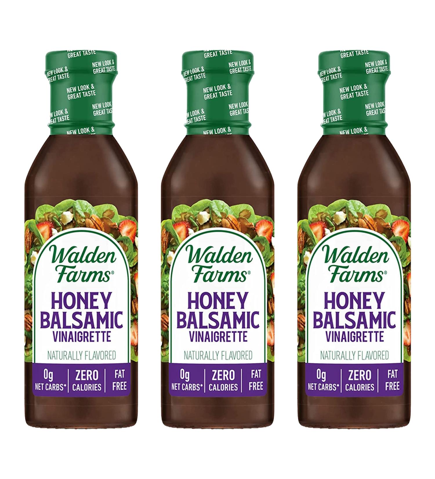 Walden Farms Honey Balsamic Vinaigrette Dressing 12 Oz. (Pack of 3) - 0g Net Carbs, Kosher Certified - Perfect Salad Topping & Condiment - Buy Online on GoSupps.com