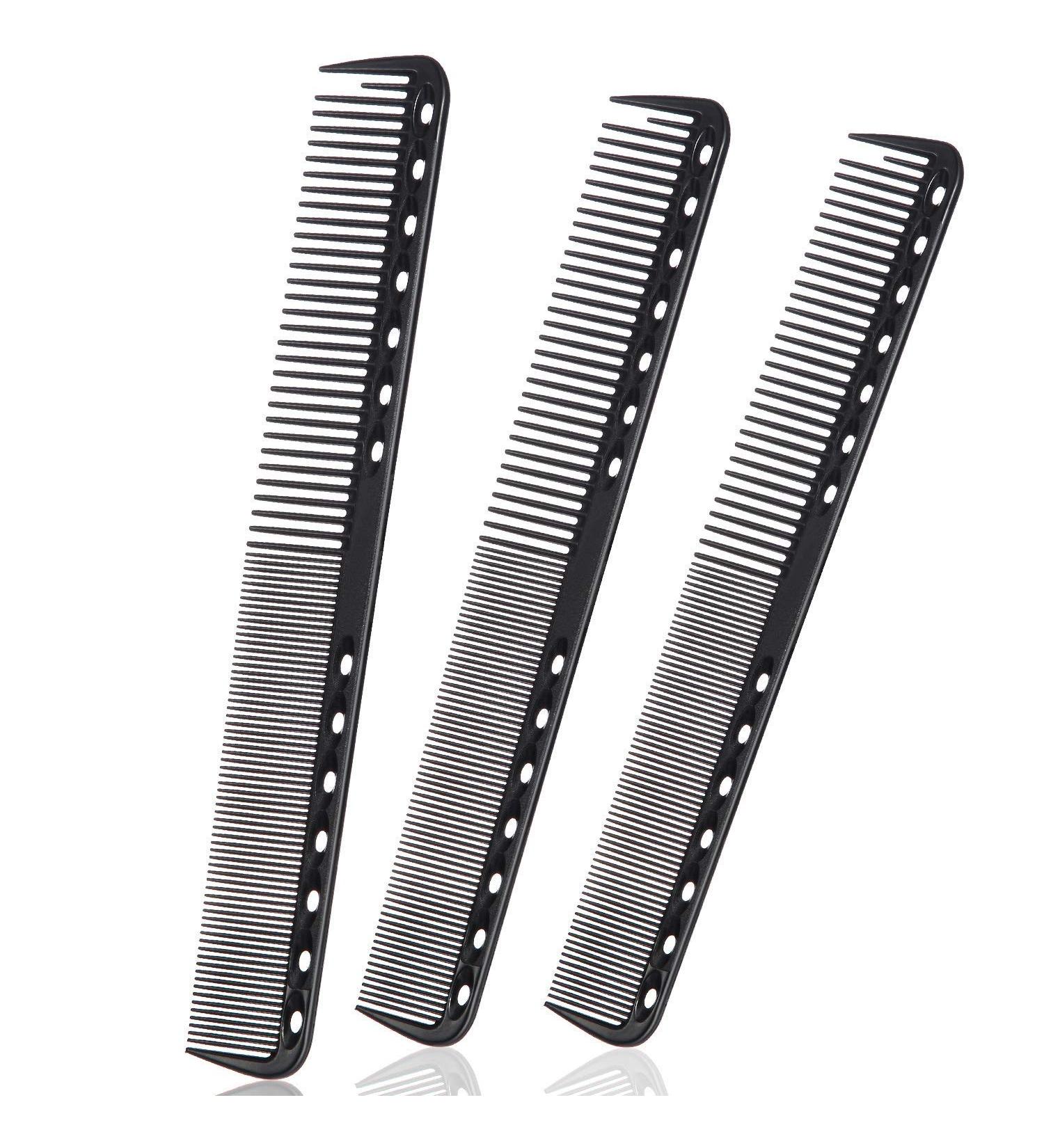 Carbon Fine Cutting Comb Carbon Fiber Salon Hairdressing Comb Hairdressing Comb Heat Resistant Barber Comb (3 Pieces Black) - Buy Online on GoSupps.com