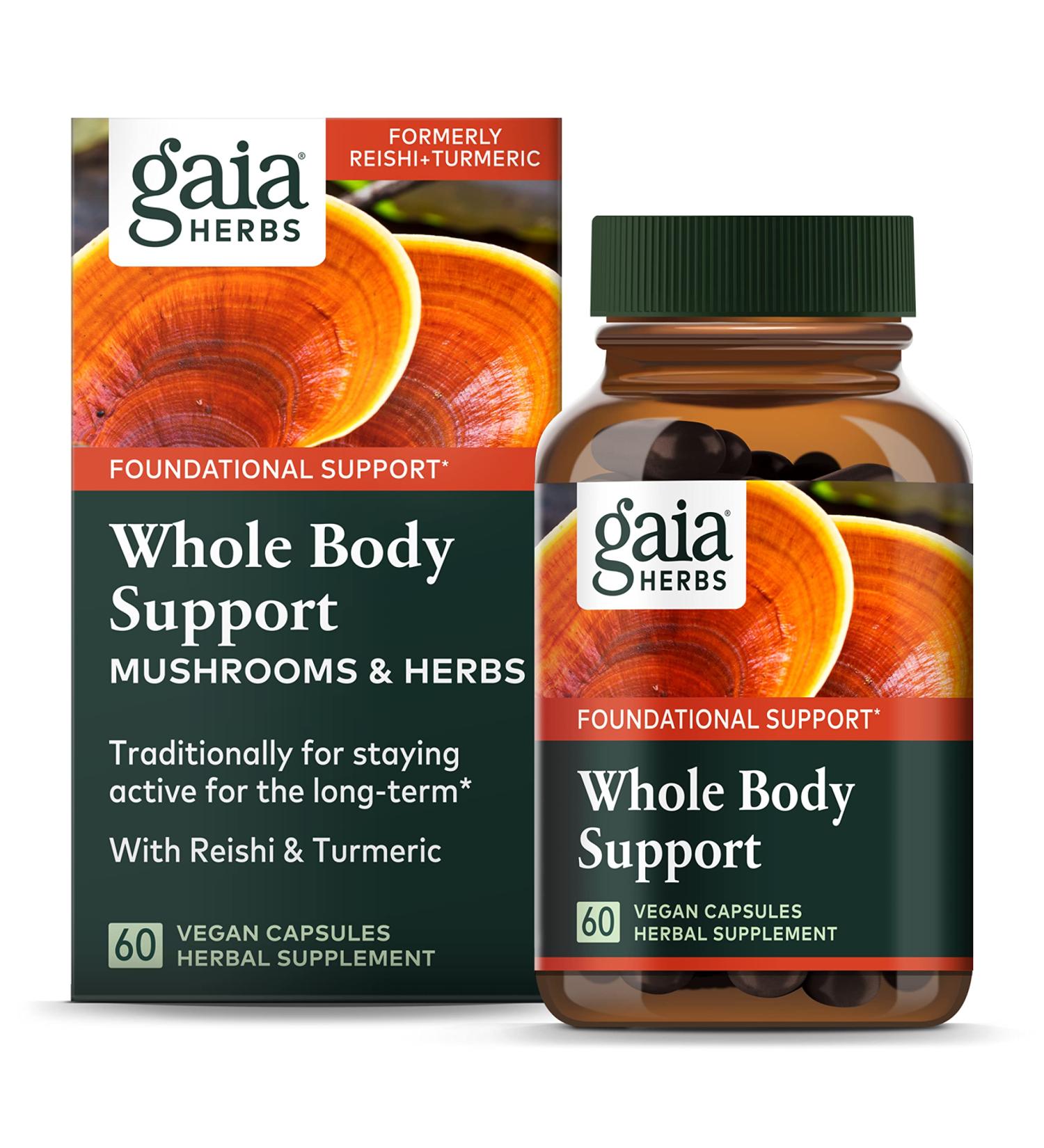 Gaia Herbs Reishi & Turmeric Inflammation Relief Supplement - Organic Immune Support - 60 Vegan Liquid Capsules - Buy Online on GoSupps.com