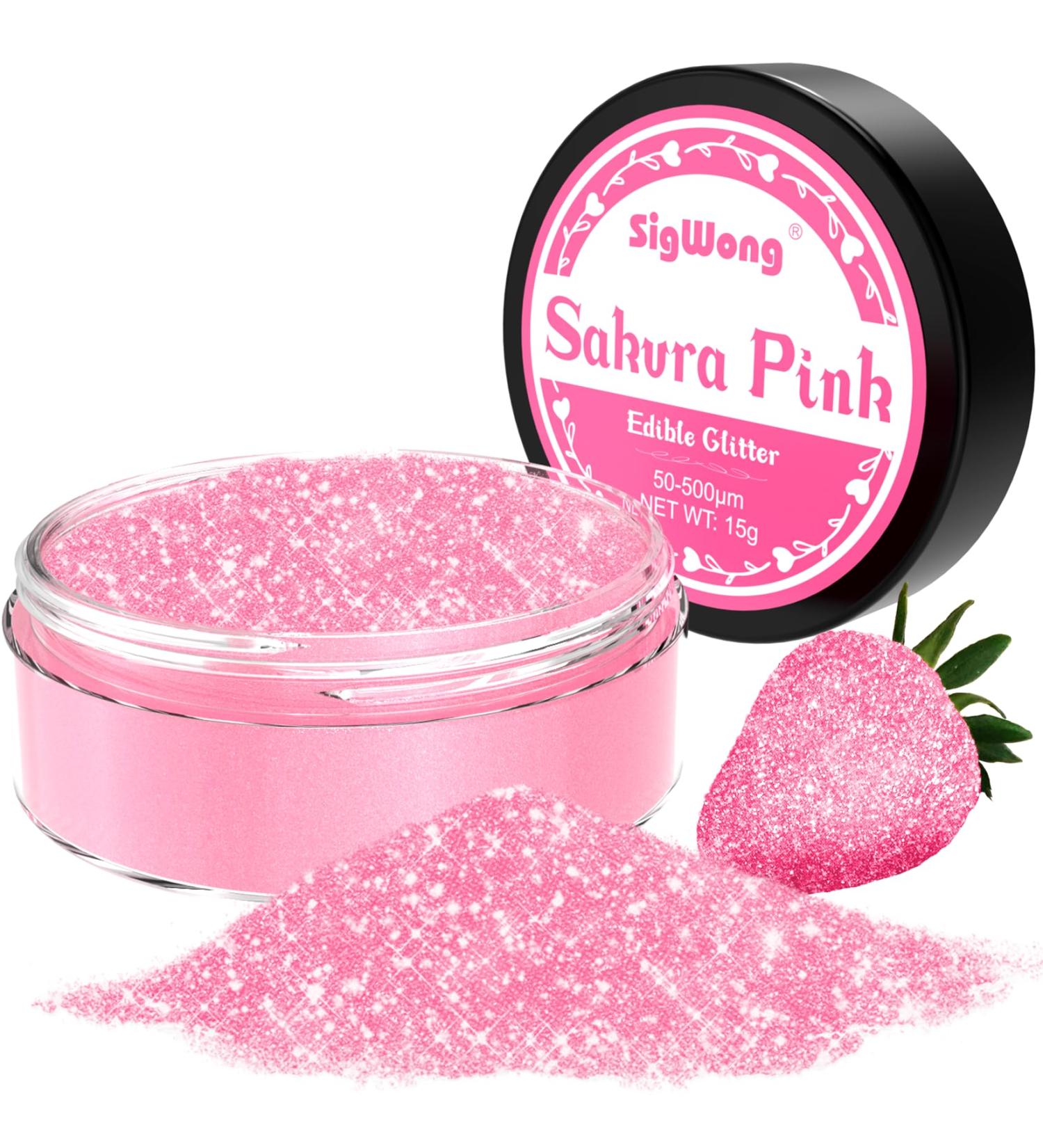 Pink Edible Glitter for Drinks - 15g Lustre Dust Edible Sprinkles for Desserts Cake Decorations Food Colouring Powder Paint for Chocolate Strawberries Drinks Cupcakes Fondant Cocktails-Pink - Buy Online on GoSupps.com