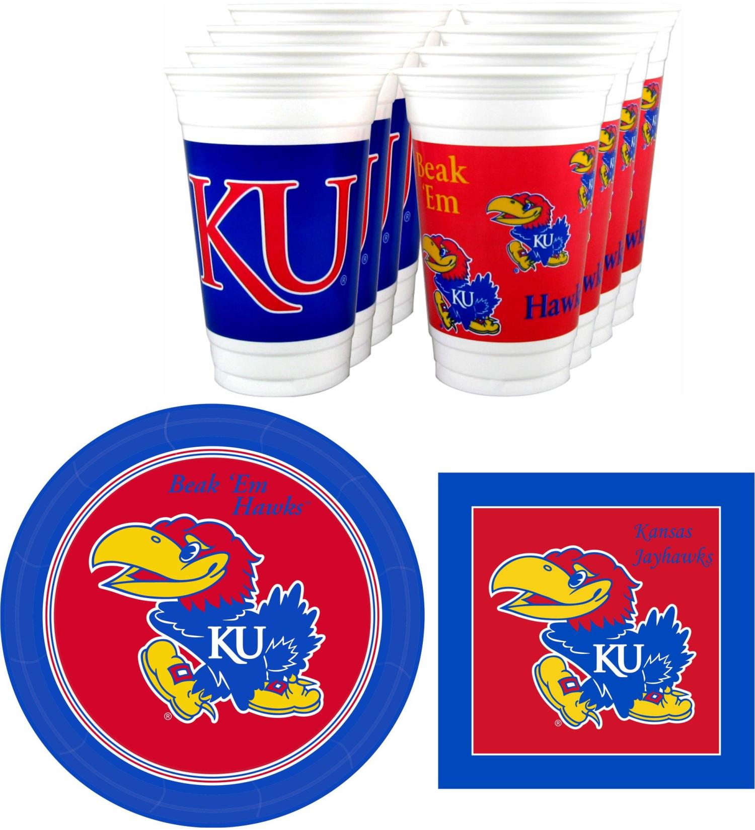 Kansas Jayhawks Party Supplies - 48 Pieces (Serves 16) | Officially Licensed Decorations - Buy Online on GoSupps.com