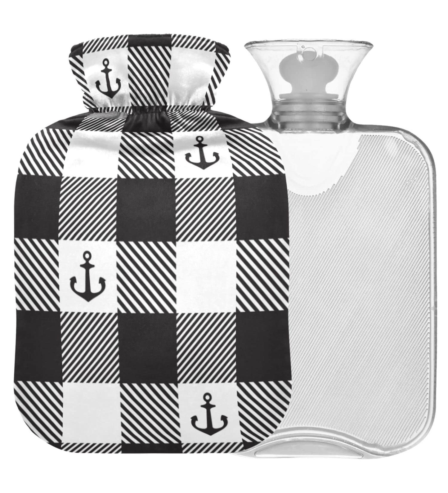 Buy NAANLE Black and White Plaid Anchor Hot Water Bottle - 1L Transparent Pain Relief & Warmth for Bed Hands & Feet Cozy Heat & Cold Therapy Solution - Buy Online on GoSupps.com