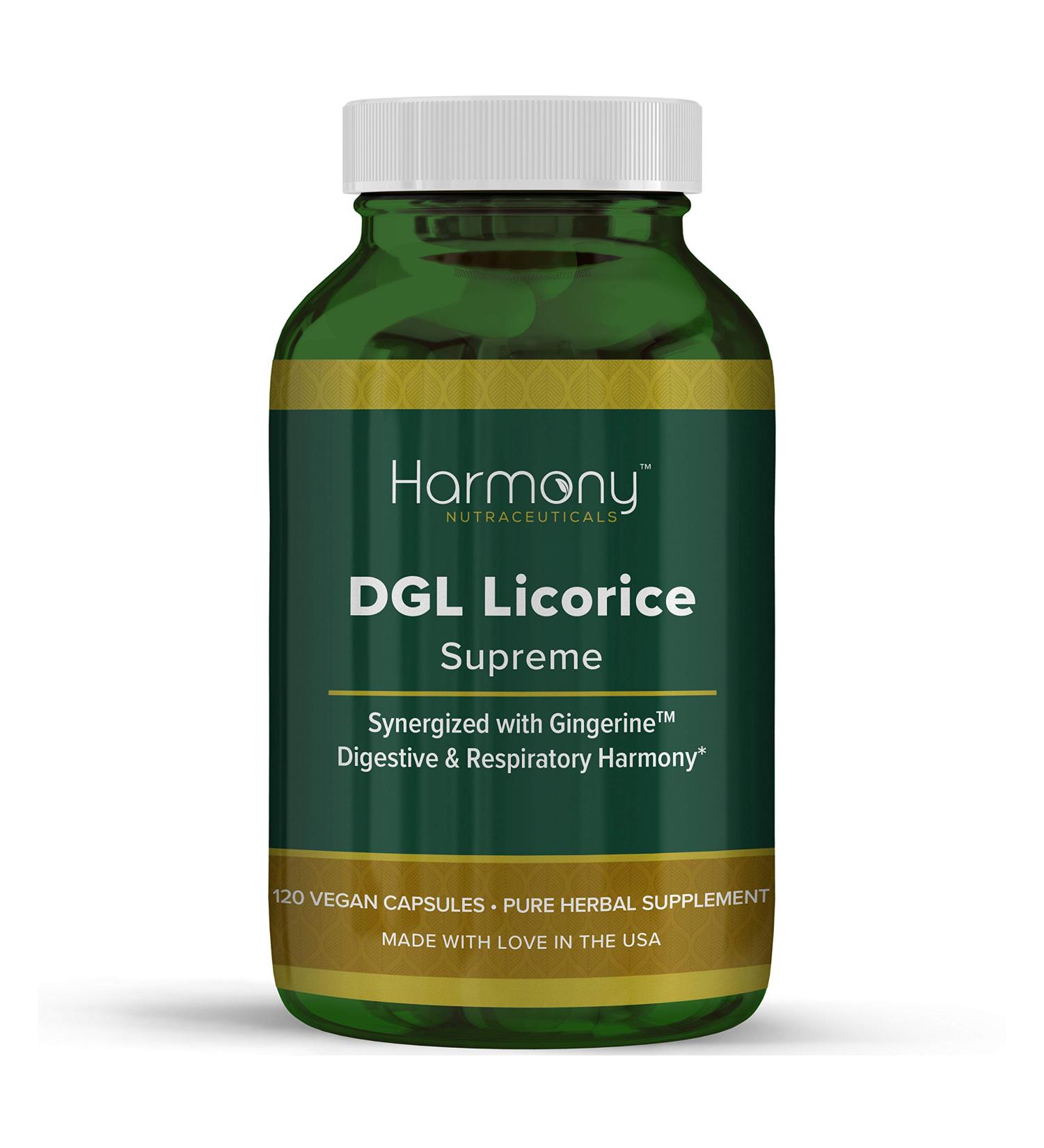 DGL Licorice Supreme Dr Gumman's Clinical Grade Highest Potency Maximum Bioavailability 120 Vegan Capsules Harmony Nutraceuticals