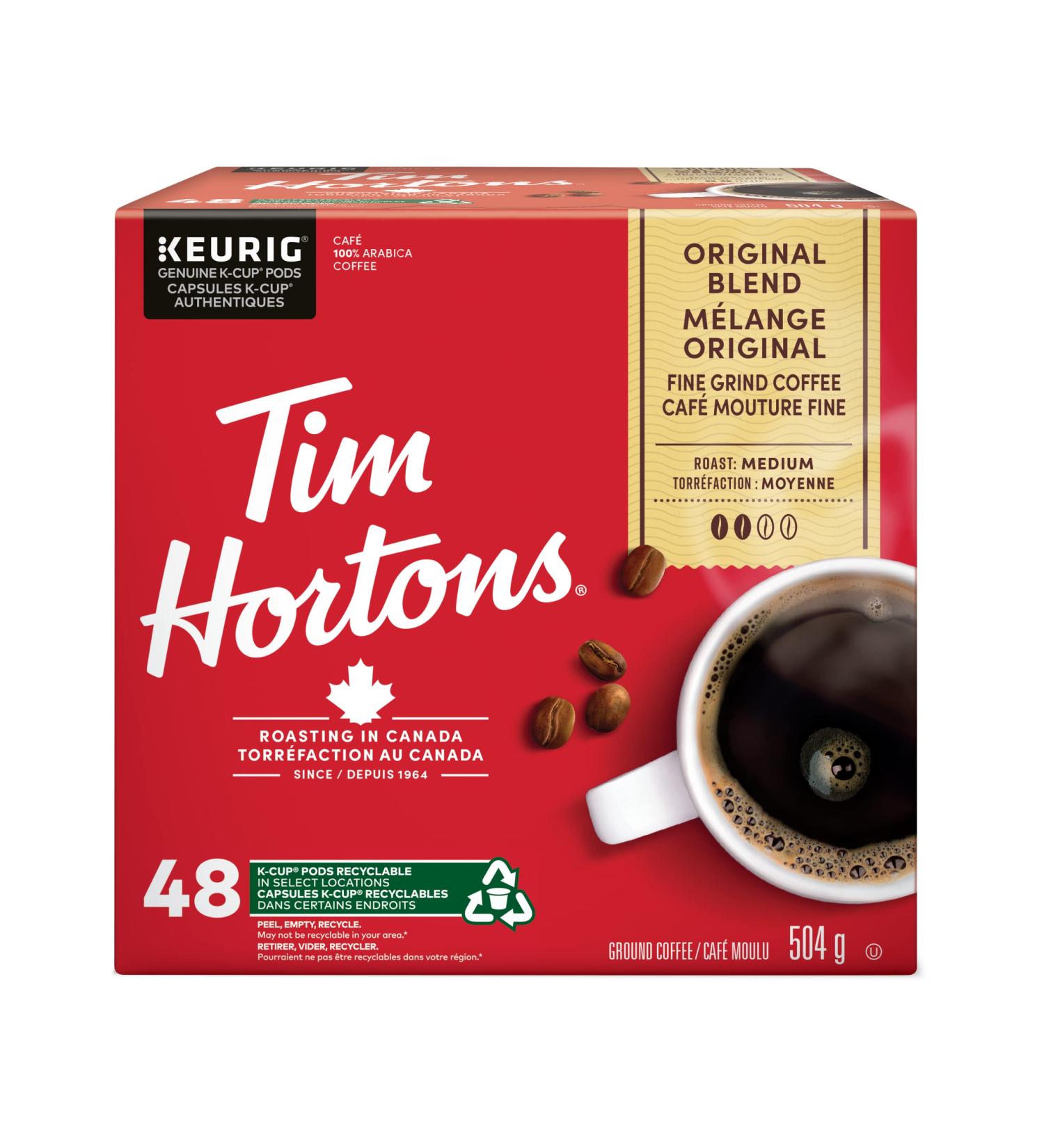 Tim Hortons Original Coffee blend Single Serve Keurig K-Cup Pods Medium Roast 48 Count Original Blend 48 count (Pack of 1) - Buy Online on GoSupps.com
