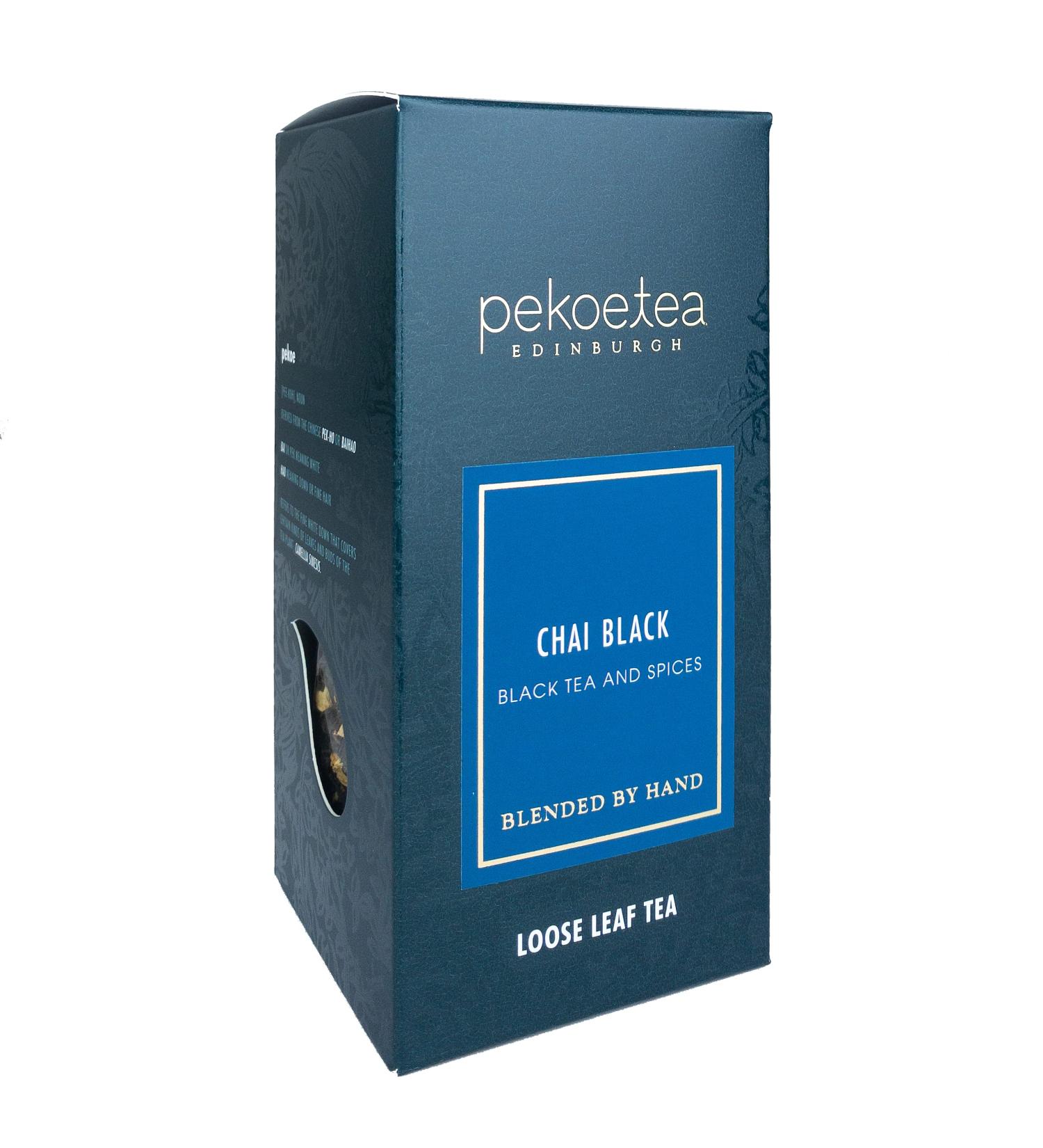 PekoeTea Edinburgh Chai Black Tea - Premium Indian Black Tea with Chai Spices - 50g Box - Buy Online on GoSupps.com