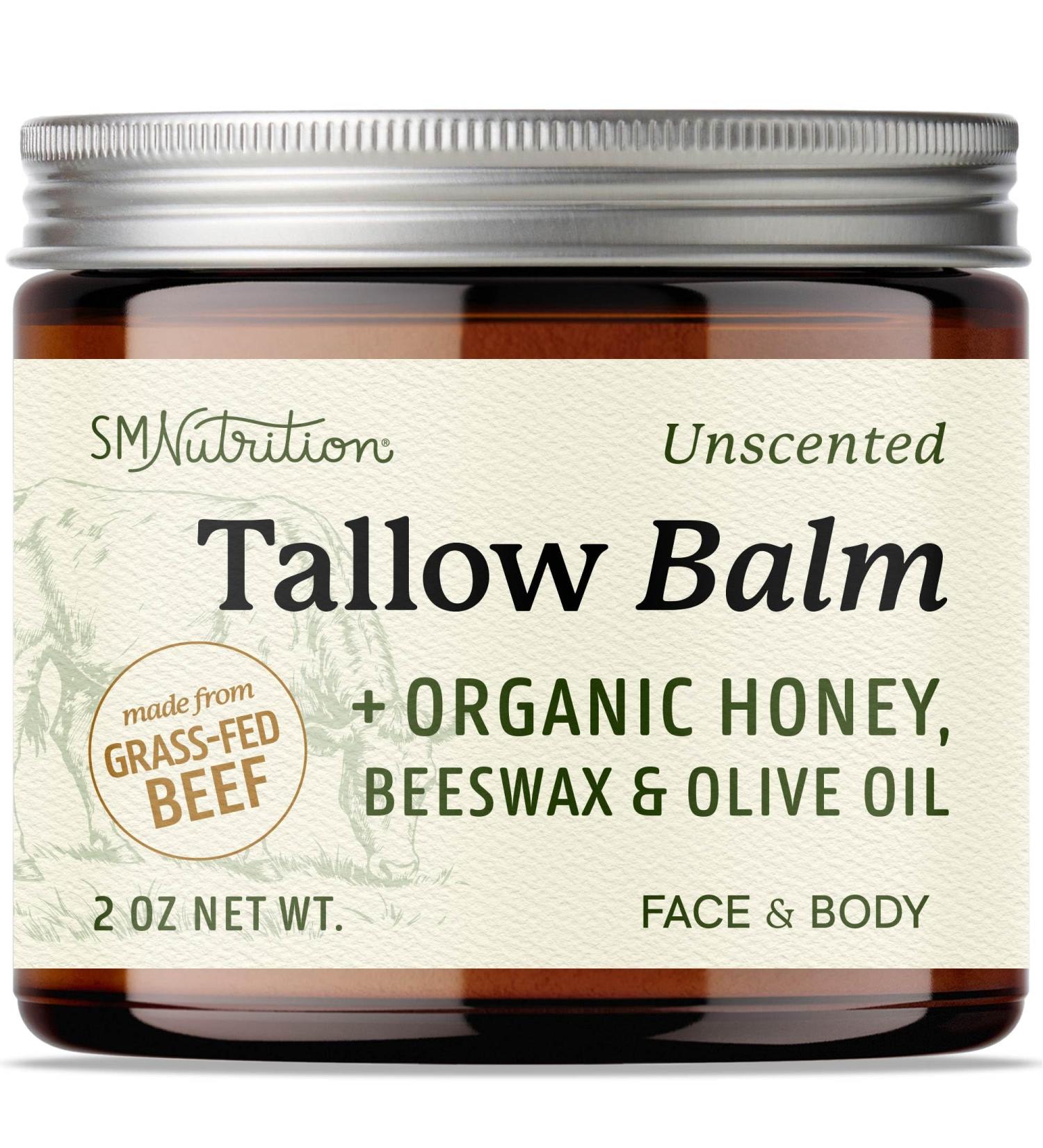 Beef Tallow Honey Balm | Face & Body | With Organic Honey Beeswax & Olive Oil | Face Moisturizer & Body Balm | Grass Fed Beef Tallow for Skin Support | Paraben BPA & Cruelty-Free | Unscented 2 oz 2oz - Buy Online on GoSupps.com
