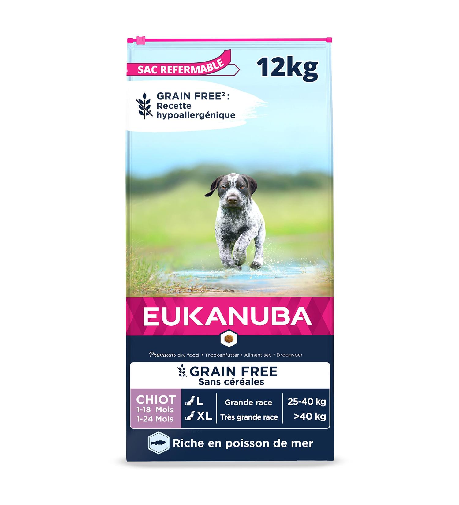 EUKANUBA Grain Free Dog Food Puppy & Junior Large Breeds Rich in Fish 12kg - Buy Online on GoSupps.com