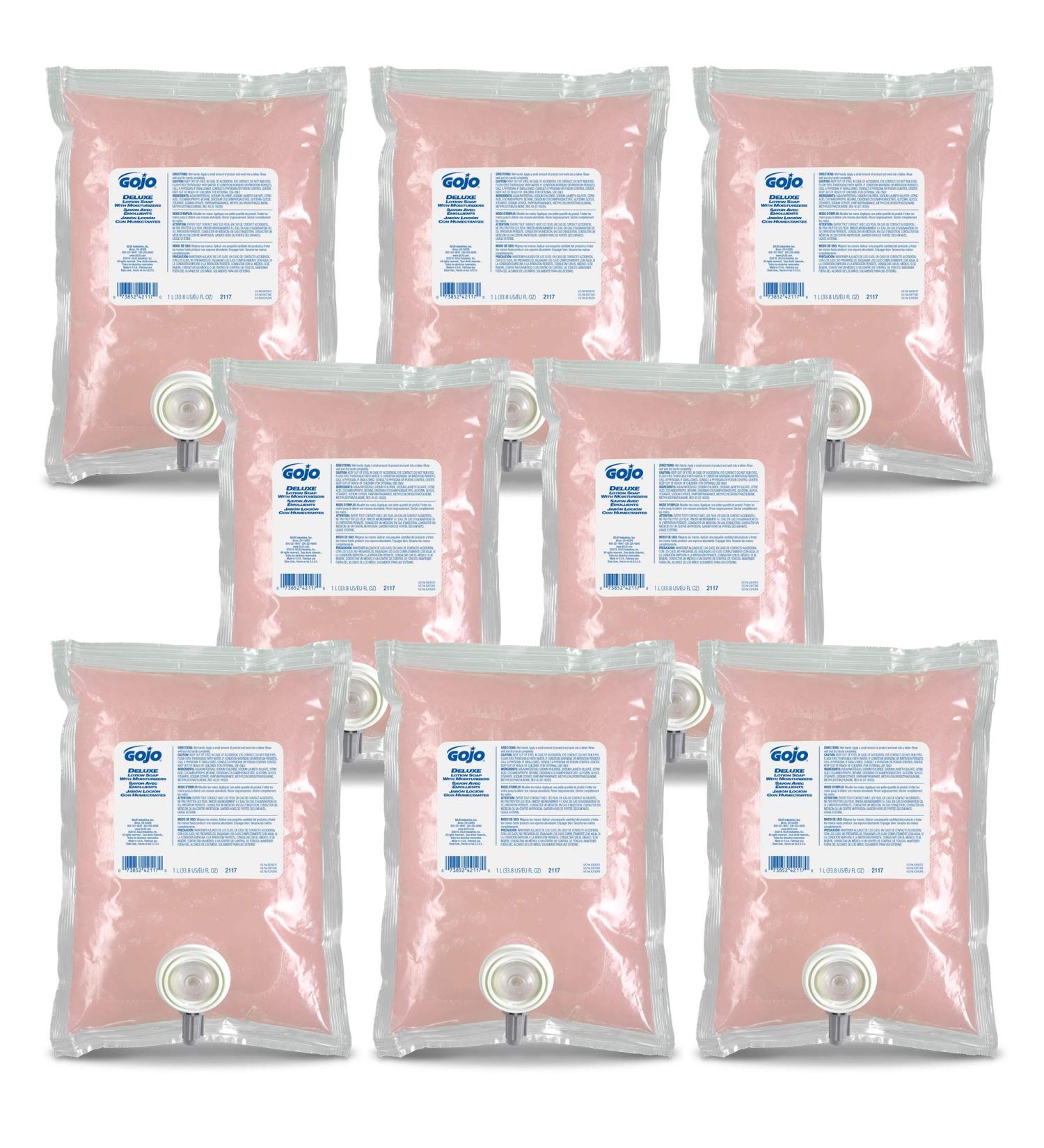 GOJO Deluxe Lotion Hand Soap Refill - 1000 mL (Pack of 8) | Light Floral Scent with Moisturizers | For GOJO NXT Dispenser - Buy Online on GoSupps.com