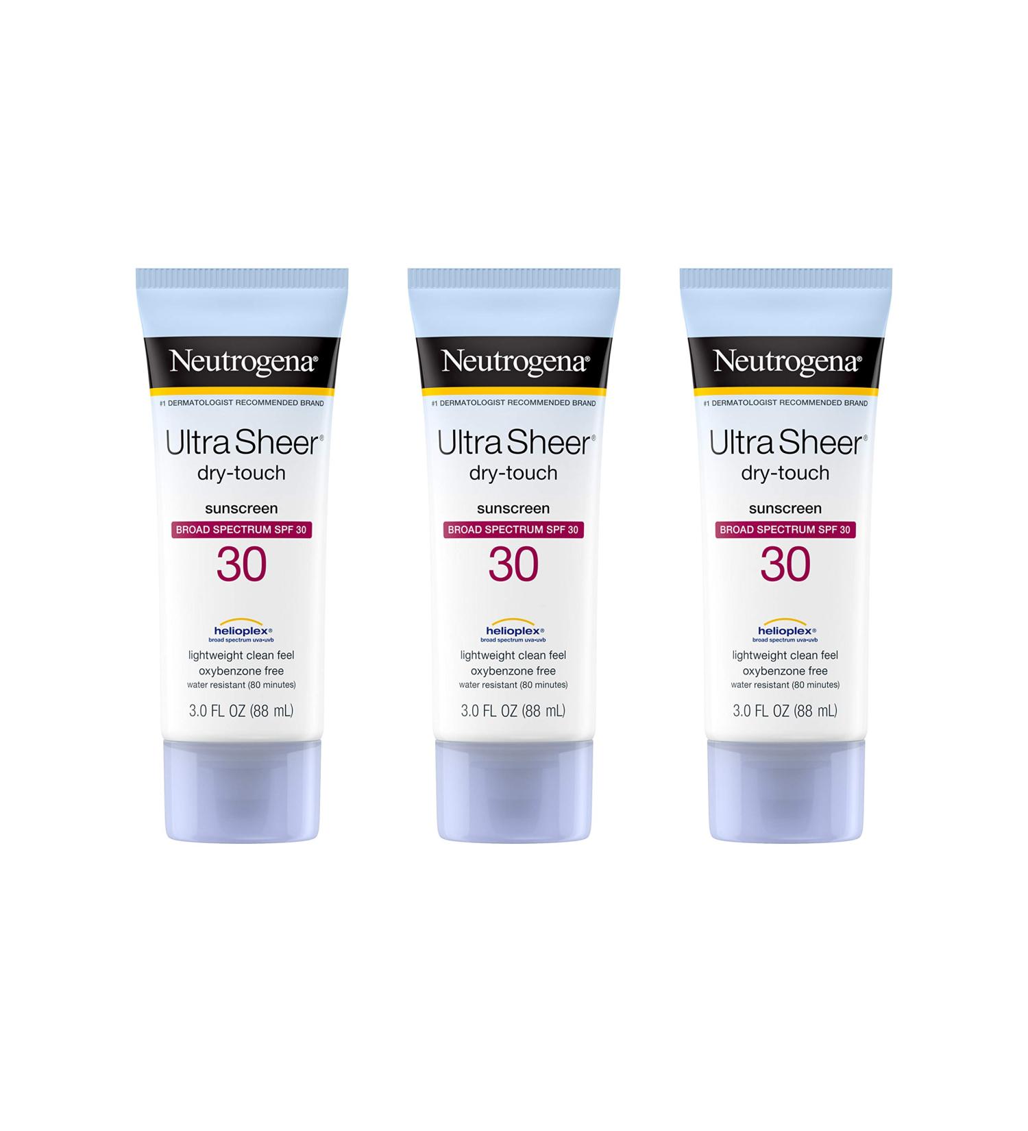 Neutrogena Ultra Sheer Dry-Touch Sunscreen SPF 30 - Oxybenzone-Free, Water-Resistant, Non-Greasy, Travel Size (3 Pack) - Buy Online on GoSupps.com