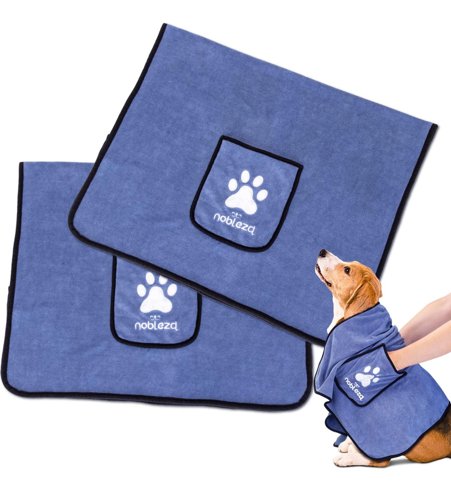 Buy Nobleza Dog Towels - 2 Pack Microfiber Extra Absorbent & Soft Fast Drying 106x66cm for All Dogs & Cats - Buy Online on GoSupps.com