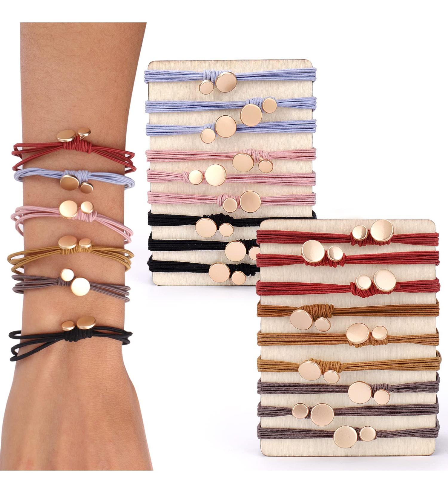Palksky 18-Piece Hair Tie Bracelets for Thick Hair - 6 Colors | Women's Hair Accessories - Buy Online on GoSupps.com