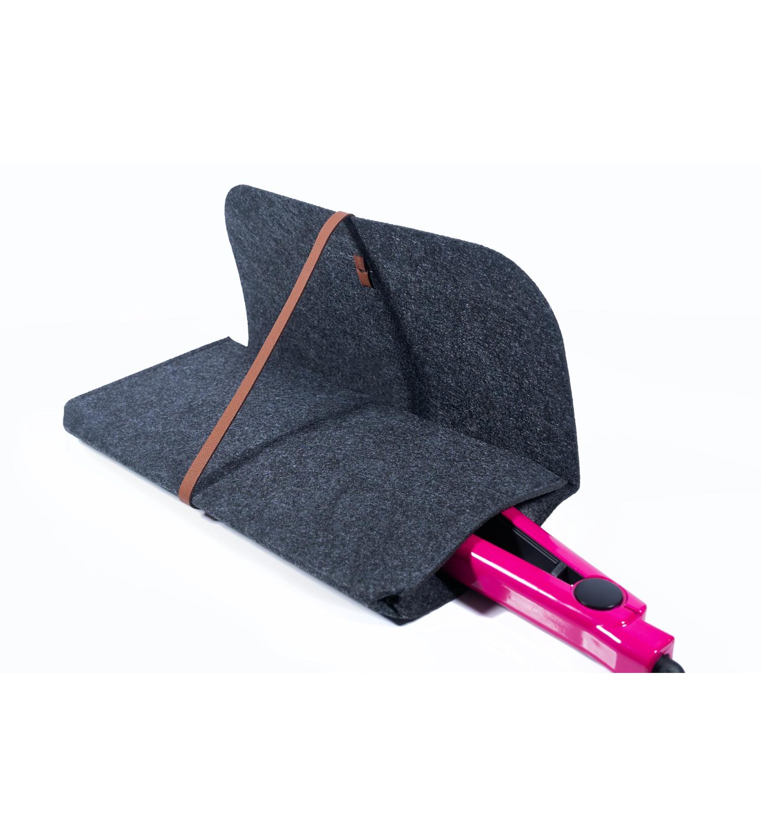 Glamza Hair Straightener Mat & Pouch - Made from Heat Resistant Safety Felt - Ideal for Home & Travel (Dark Grey (Pouchy)) - Buy Online on GoSupps.com