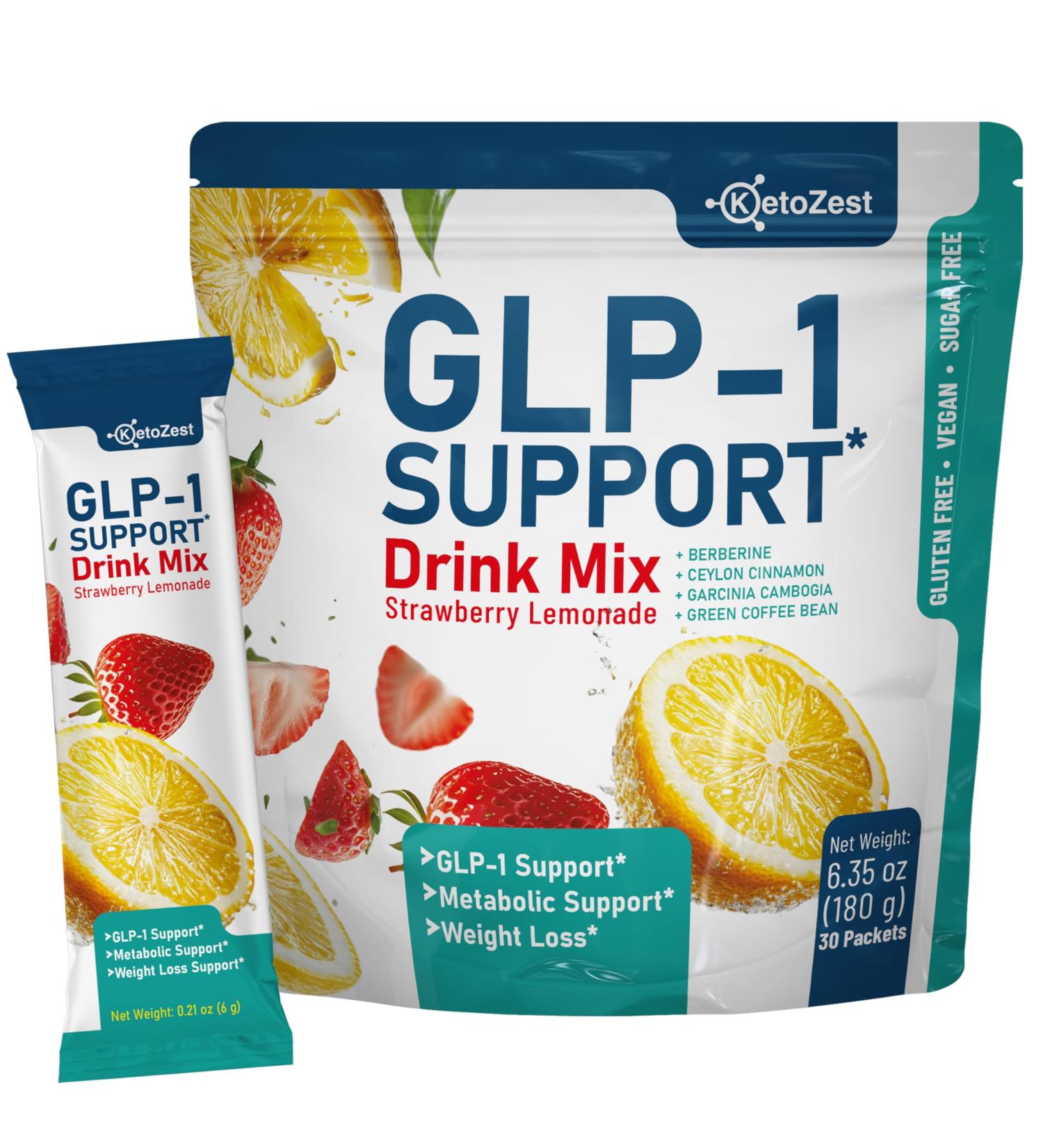 KetoZest GLP-1 Support Drink Mix Powder - Women Men Weight Loss Support - GLP1 Support Prebiotic Fiber Supplement - Daily Natural Metabolism & Fat Burn Support - Reduce Bloating Gut - Buy Online on GoSupps.com