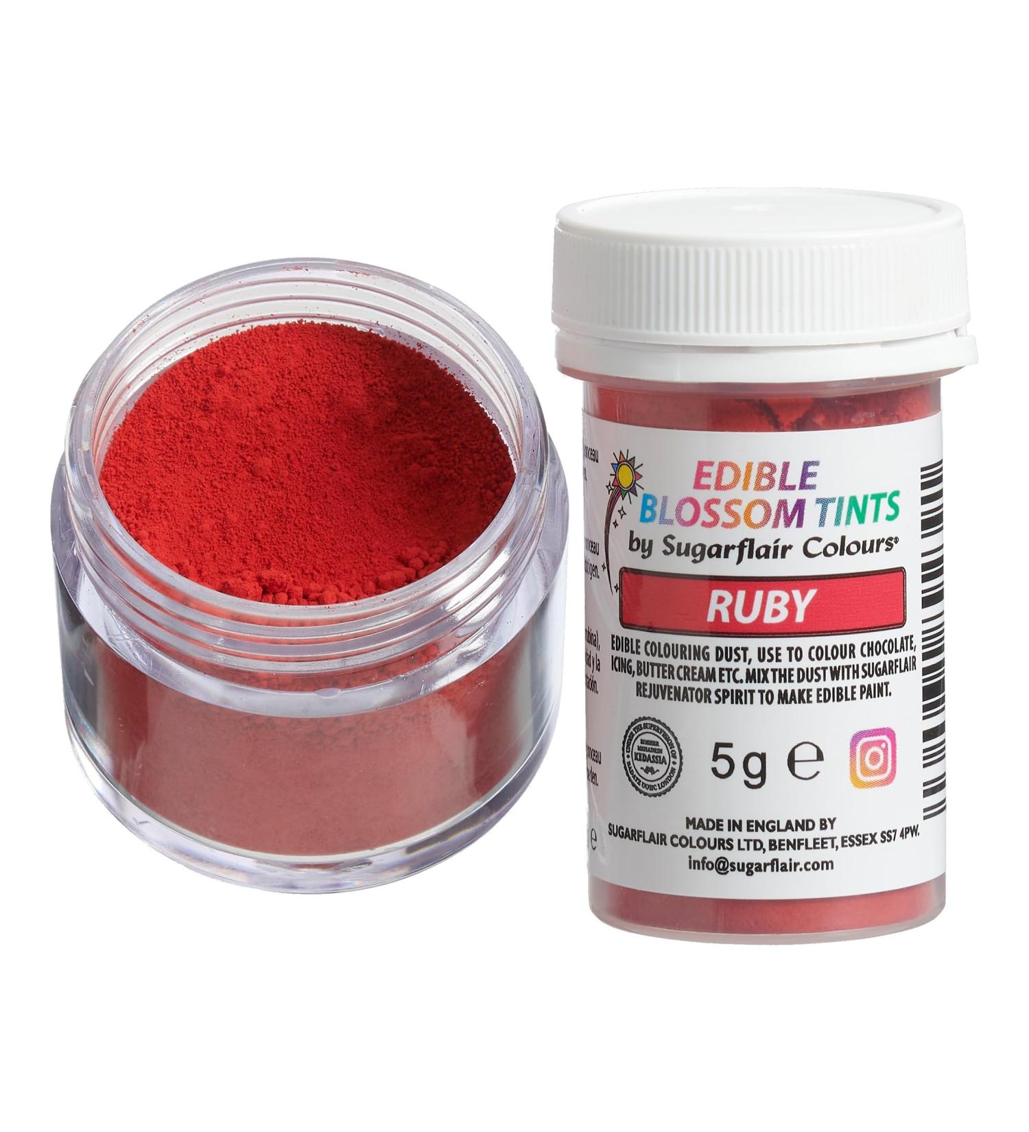 Sugarflair Ruby Food Colouring Powder Dust Use on Cake Surfaces Decorations or Colour Sugarpaste Fondant Icing Chocolate Buttercream Royal Icing Macarons and More! - 5g