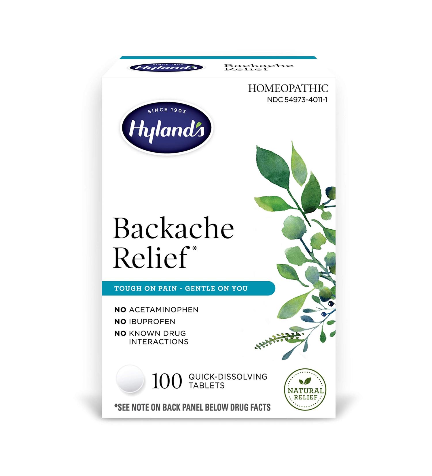 Hyland's Backache Relief - Quick-Dissolving 100 Tablets for Pain Relief - Buy Online on GoSupps.com