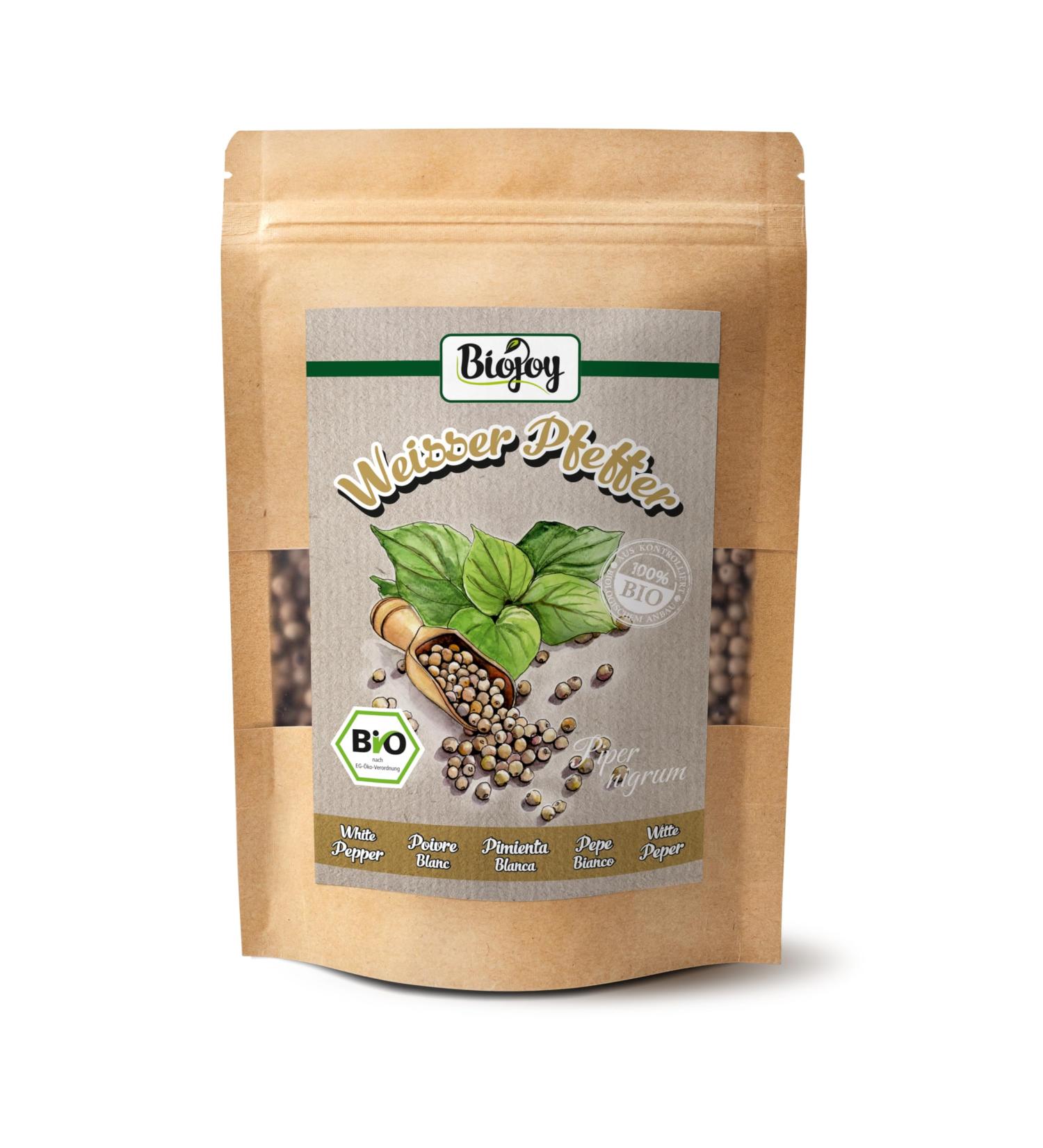Biojoy Organic white pepper grains (100 g) White pepper seeds for mill without additives (Piper nigrum L.) - Buy Online on GoSupps.com