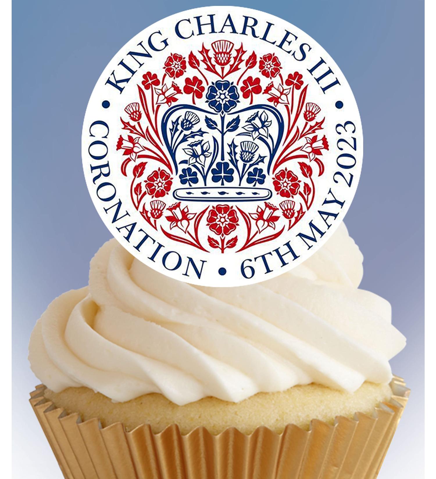 24 x Pre-Cut Stand up King Charles III Coronation Emblem Edible Wafer/Rice Paper Cupcake Cake Dessert Toppers Royal Party Union Jack Birthday Decorations - Buy Online on GoSupps.com