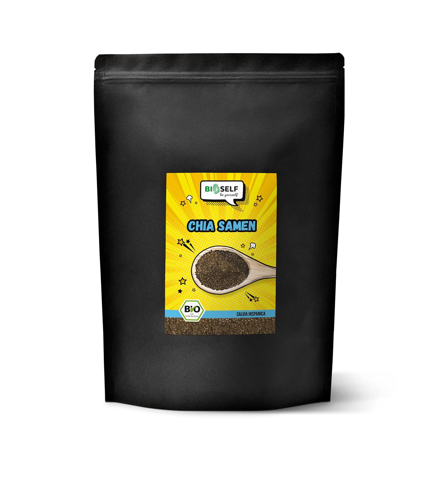 Buy Organic Chia Seeds 2kg - Raw Black Chia from Controlled Organic Cultivation | High-Quality Superfood for Health - Buy Online on GoSupps.com