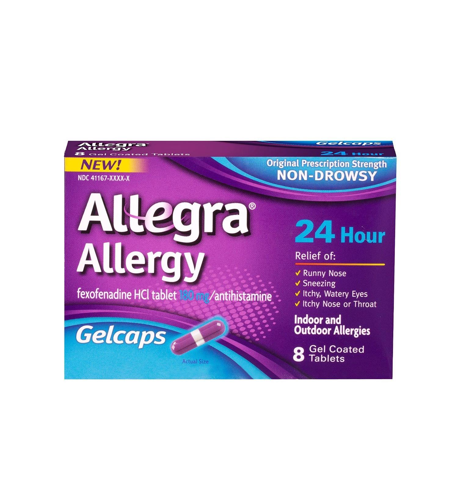 Allegra Gelcap 24hr 180mg Size 8ct Allegra Gelcap 24hr 180mg 8ct