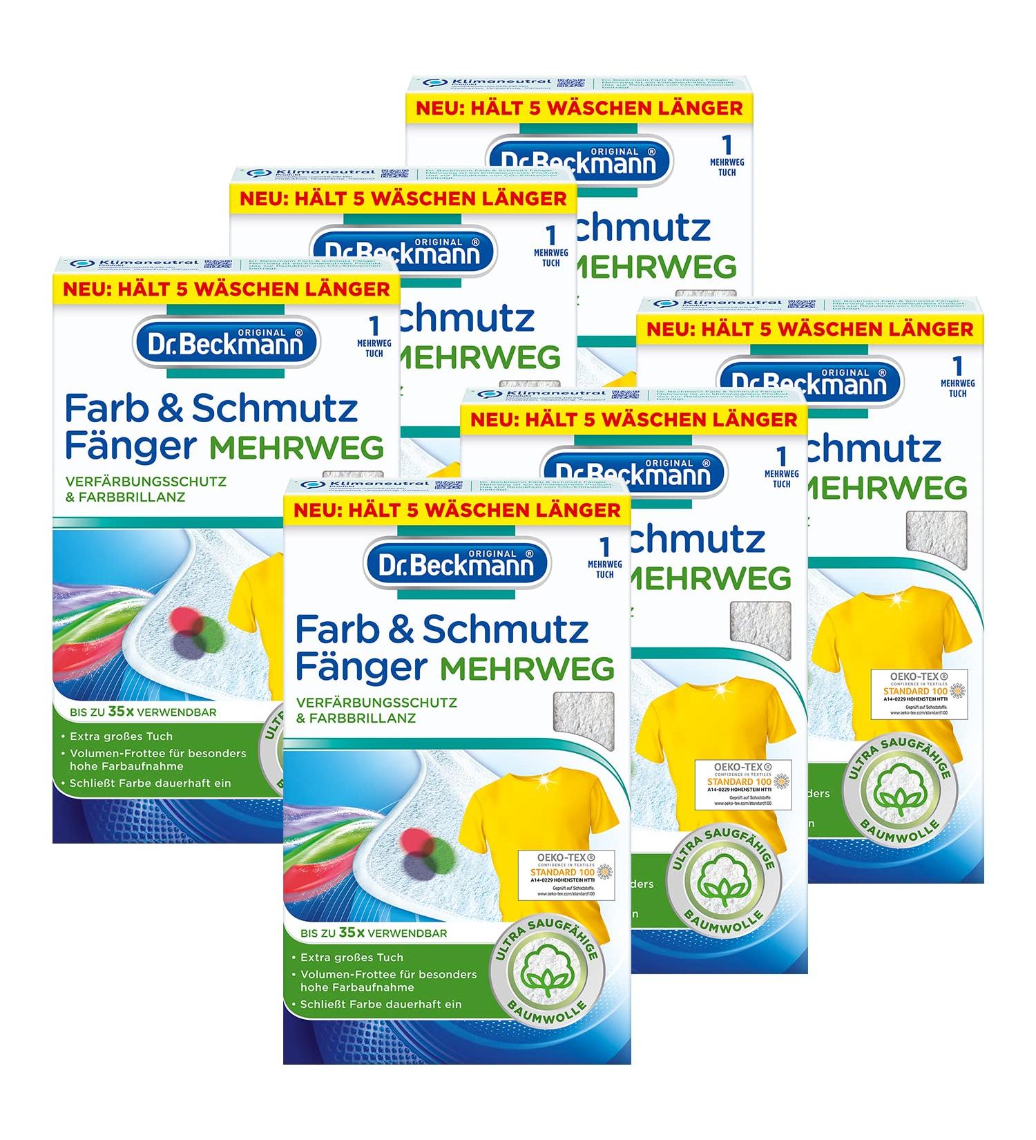 Dr.Beckmann 6x color & dirt trap multi -heat towel |Long -lasting color protection |1 pack for up to 35 washes |reusable cloth 6 Pack