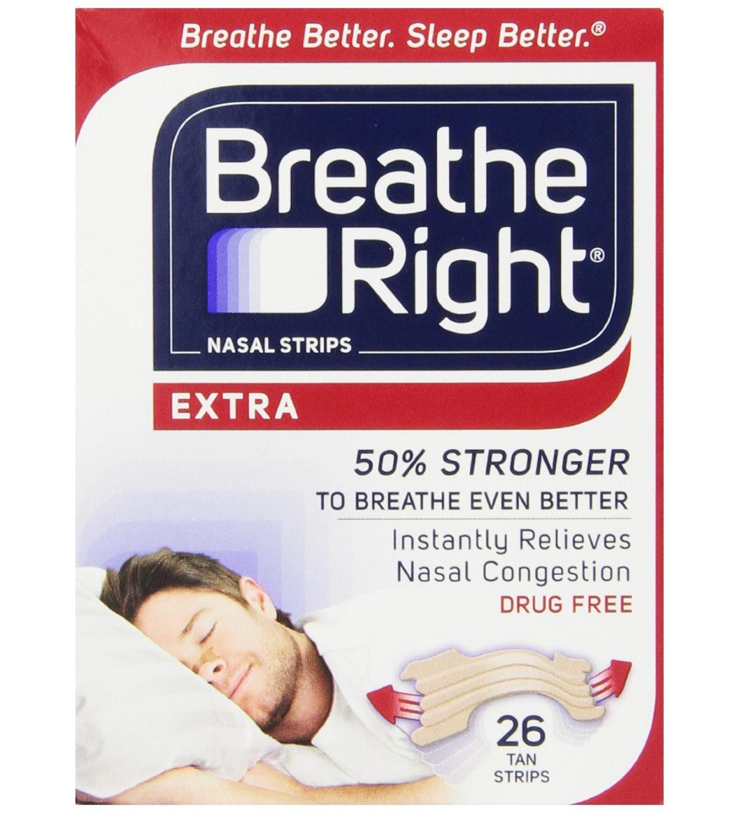 Breathe Right Nasal Strips Extra 26-Count Box - Pack of 4 | Breathe Easier and Sleep Better! - Buy Online on GoSupps.com