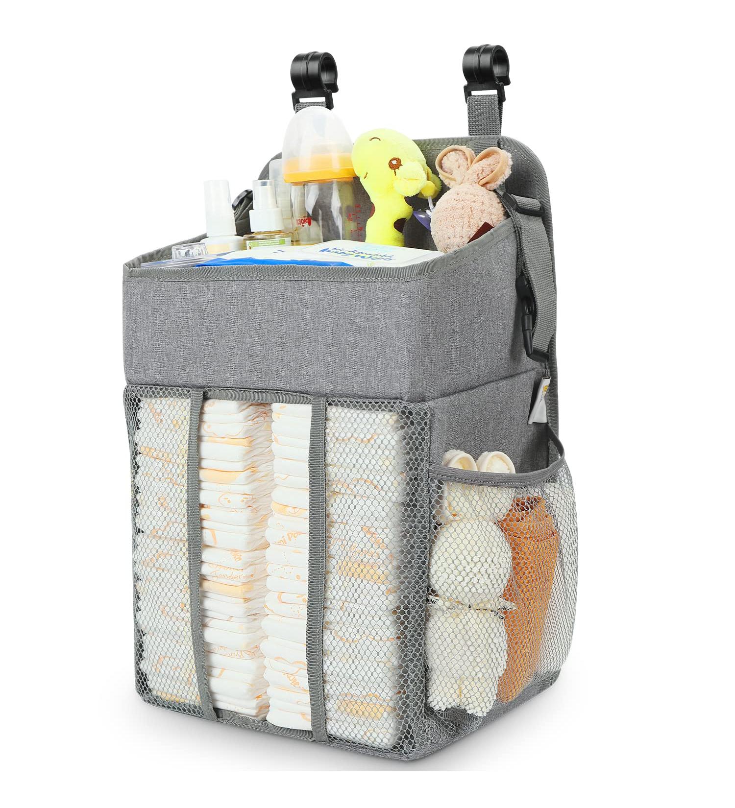 Changing Table Diaper Organizer - Baby Hanging Diaper Stacker Nursery Caddy Organizer for Cribs Playard Baby Essentials Storage (Gray) Grey - Buy Online on GoSupps.com
