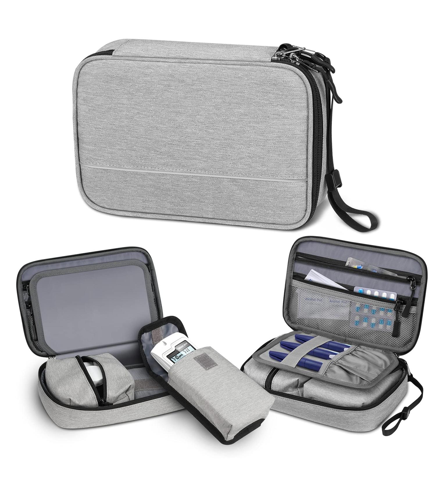 SITHON Diabetic Supplies Organizer Case - Portable Water Resistant Storage Bag for Insulin, Glucose Meter, Test Strips - Gray - Buy Online on GoSupps.com