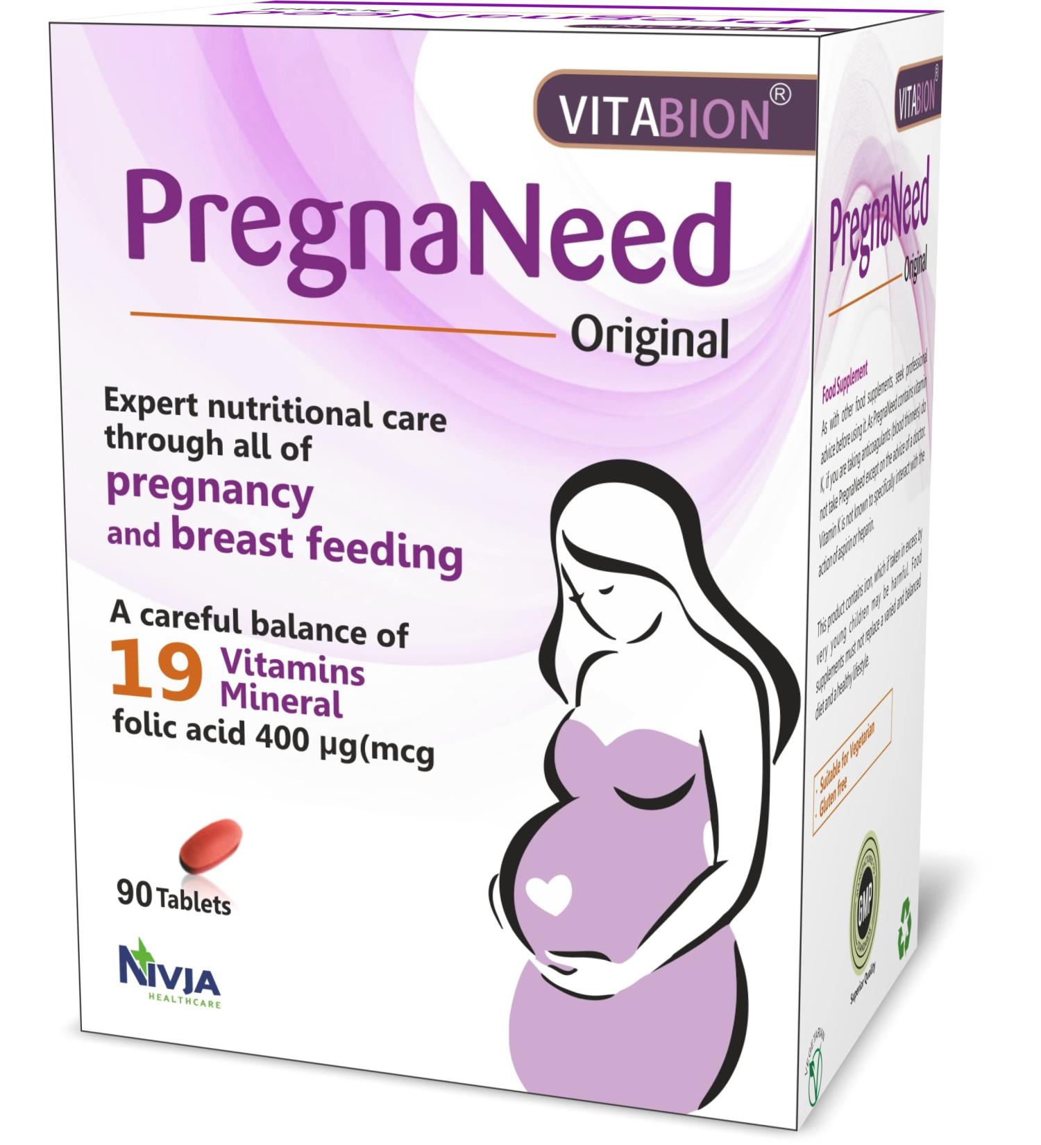 PregnaNeed Original Pregnancy Multivitamin - 3 Month Supply for Conception, Pregnancy, and Breastfeeding - Buy Online on GoSupps.com