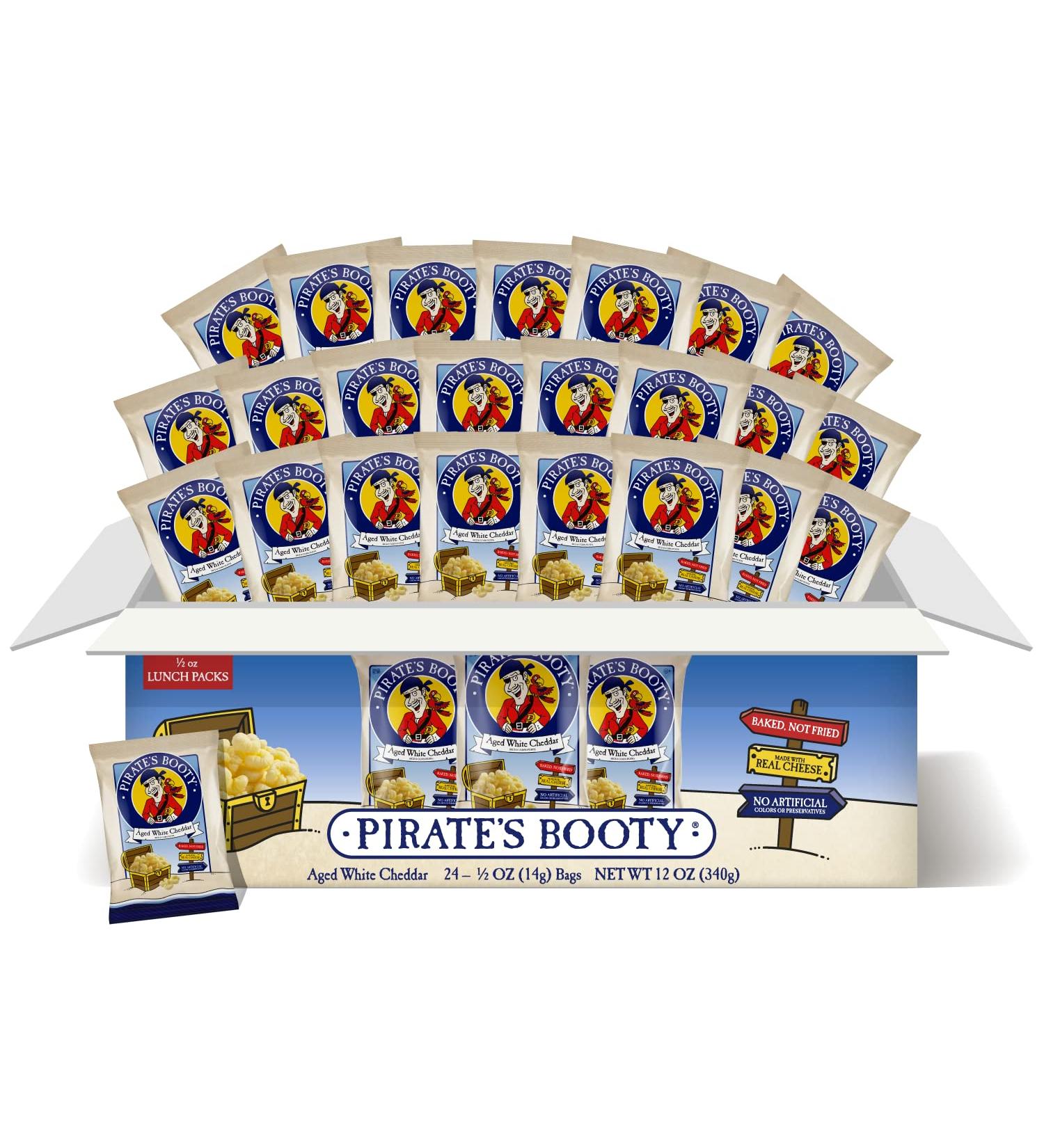 Pirate's Booty Aged White Cheddar Cheese Puffs - 24ct Gluten Free Snack Bags for Kids - Buy Online on GoSupps.com