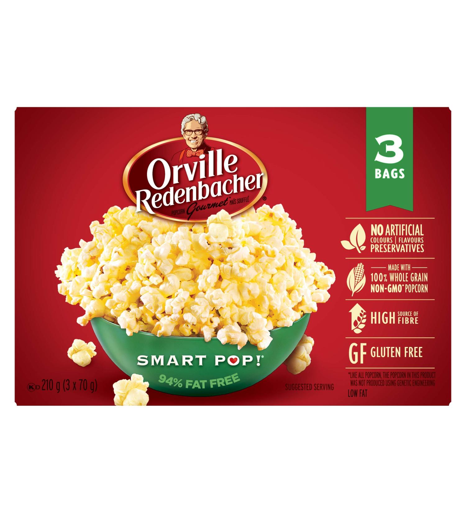 Orville Redenbacher Smart Pop! Popcorn 3 Count (Pack of 1) Smart Pop 210 g (Pack of 1) - Buy Online on GoSupps.com