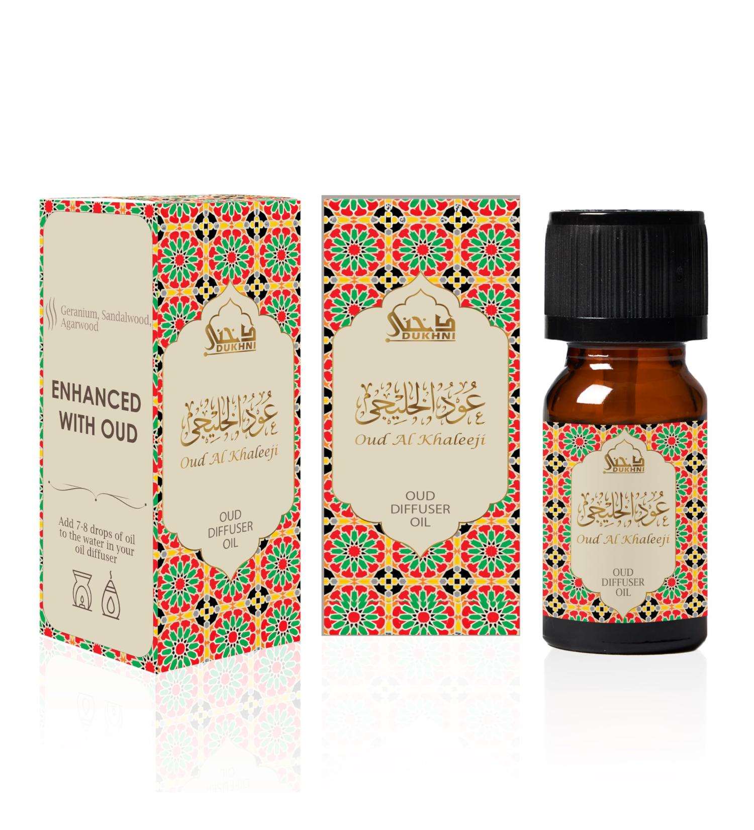 Oud Diffuser Oil, Oud Al Khaleeji by Dukhni | 3 x 10ml Arabic Oil for Diffuser & humidifier | 100% Pure Halal, Oudh Essential Oil Blend | Relax with Home Aromatherapy - Buy Online on GoSupps.com