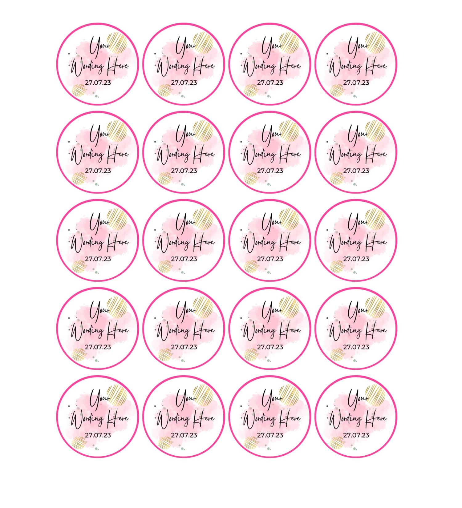 edible 20 x Personalised cupcake toppers uncut -PINK - Any occasion/Any wording - hen/baby shower/retirement/birthday etc (wafer paper) Rice Paper
