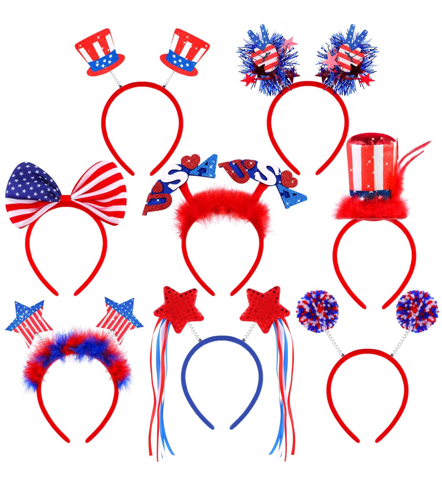 Fovths 8pc Patriotic Head Bopper Set | 4th of July & Veterans Day Headbands - Buy Online on GoSupps.com