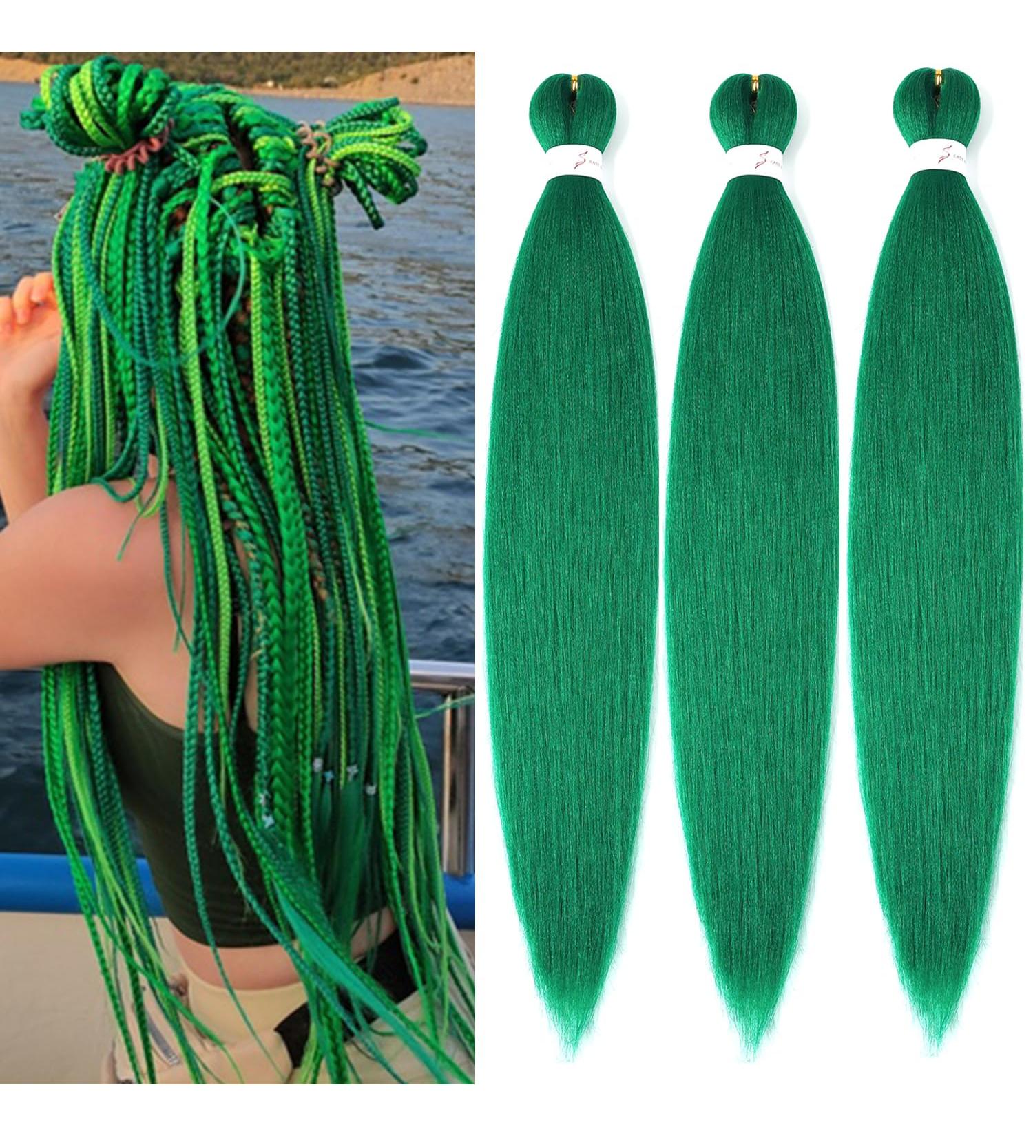 YDDM 32-Inch Pre Stretched Braiding Hair Extensions - Green Jumbo Braids 3 Pack Kunsthaar for Stylish Braid Extensions - Buy Online on GoSupps.com