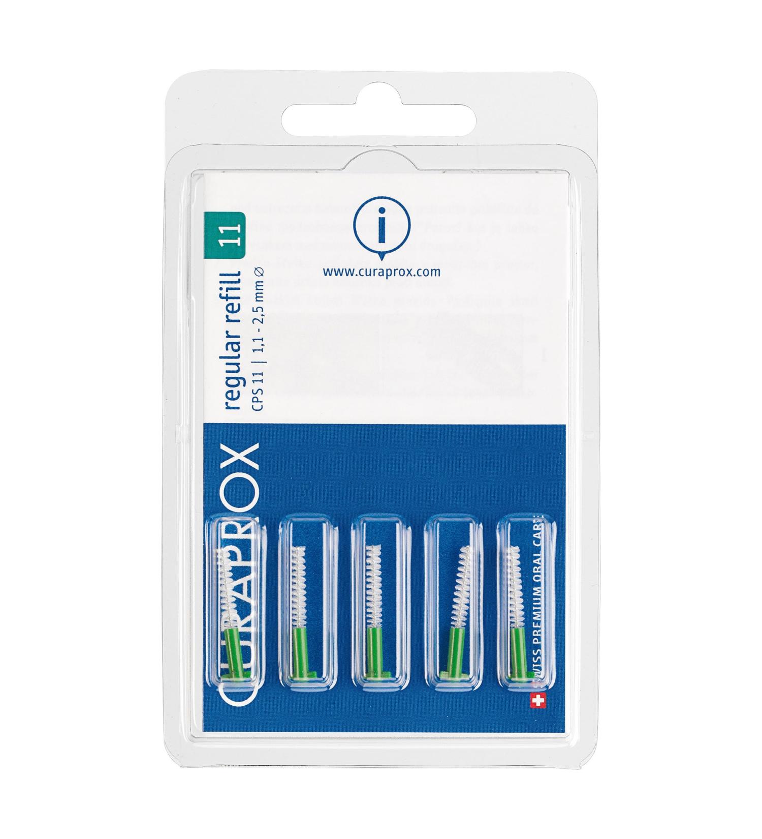 Curaprox Interdental Brushes CS 11 Regular - Green Refill Pack (5 Pieces) - 1.1mm Diameter 2.5mm Effectiveness | International Shipping Available - Buy Online on GoSupps.com