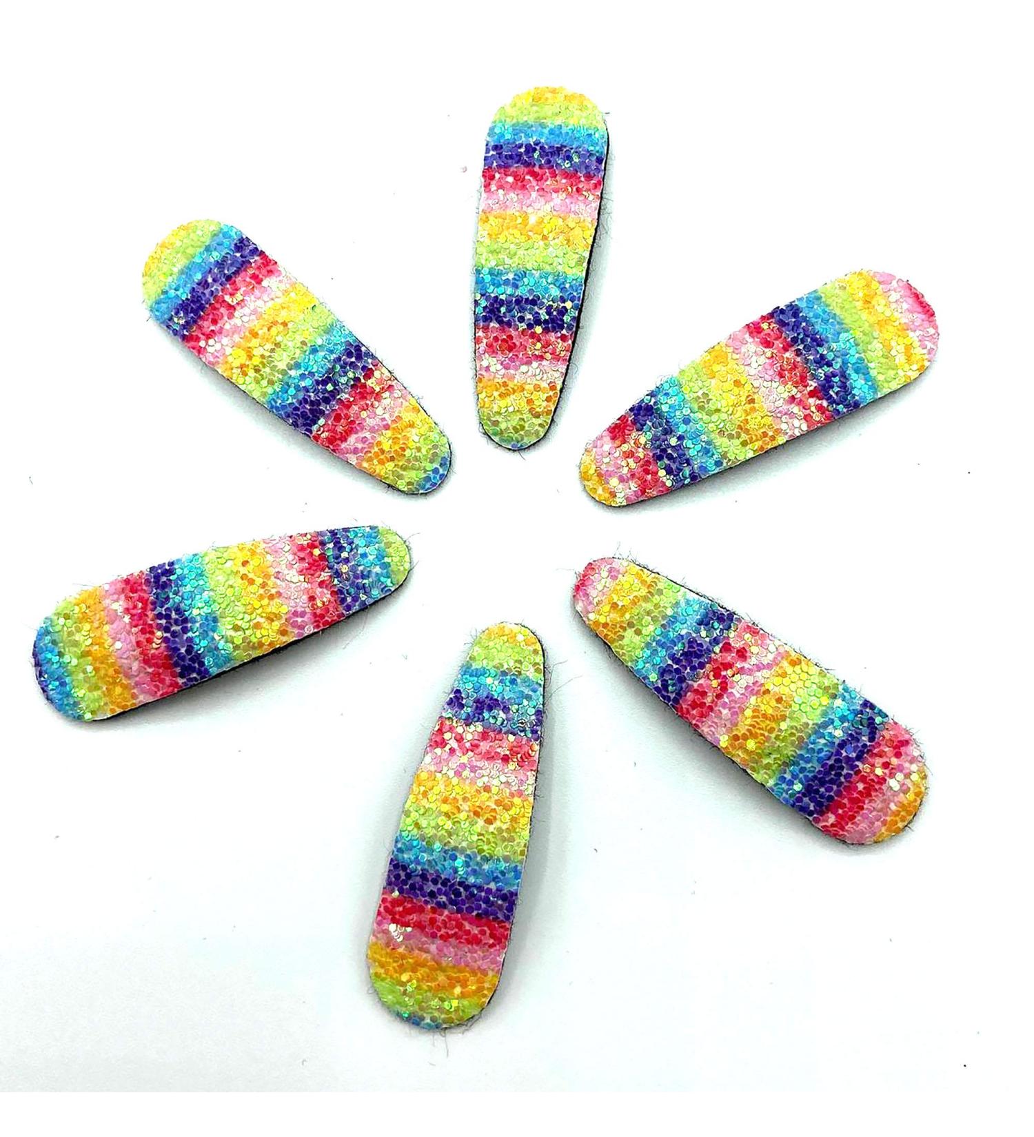 Girls Hair Clips Fork Clip Bendies Hair Accessories Kids Hair Clips (Glitter Rainbow Bendies)