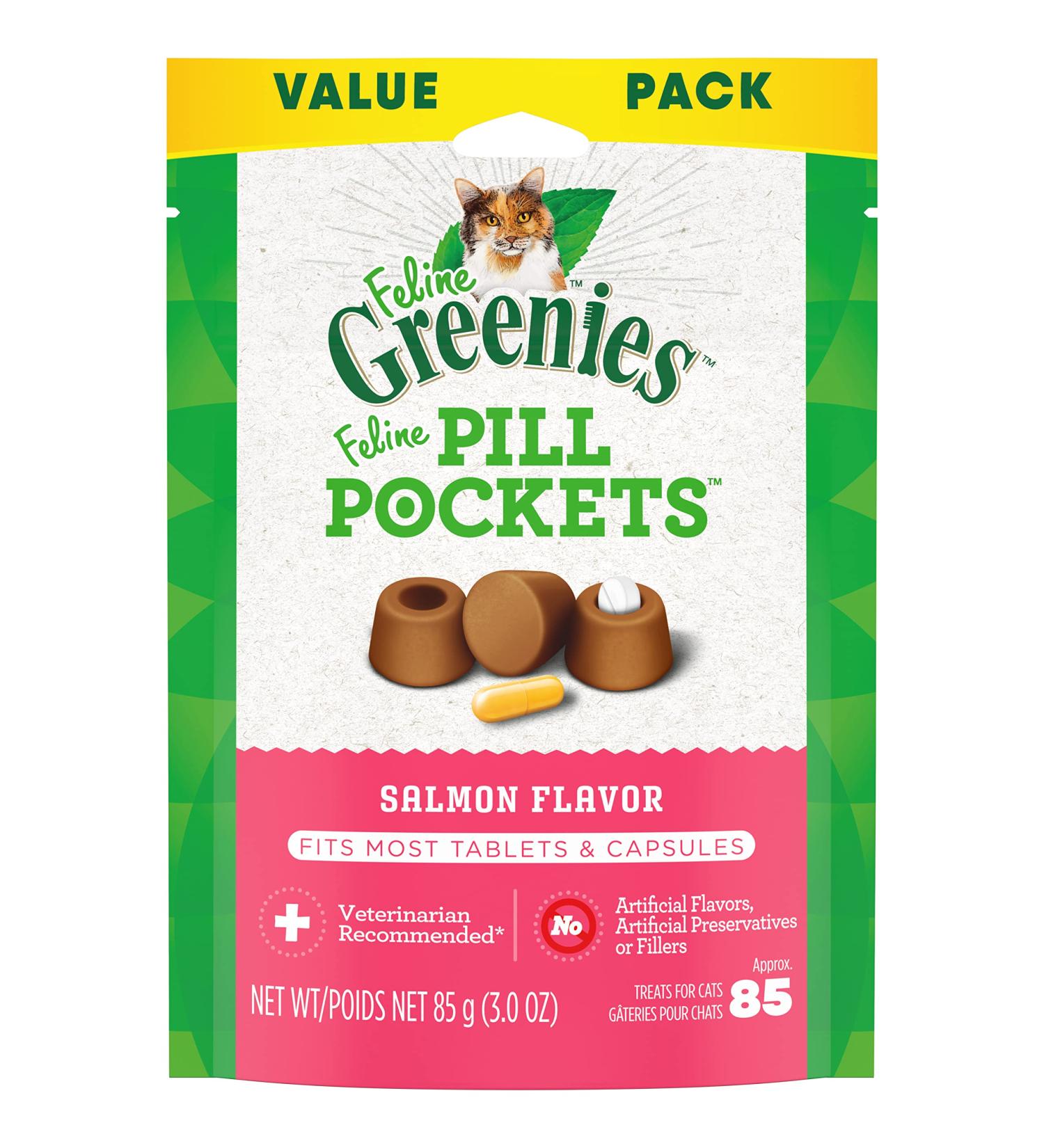 Feline Greenies Pill Pockets Salmon & Tuna Flavor Cat Treats 3oz - Natural & Delicious - Buy Online on GoSupps.com