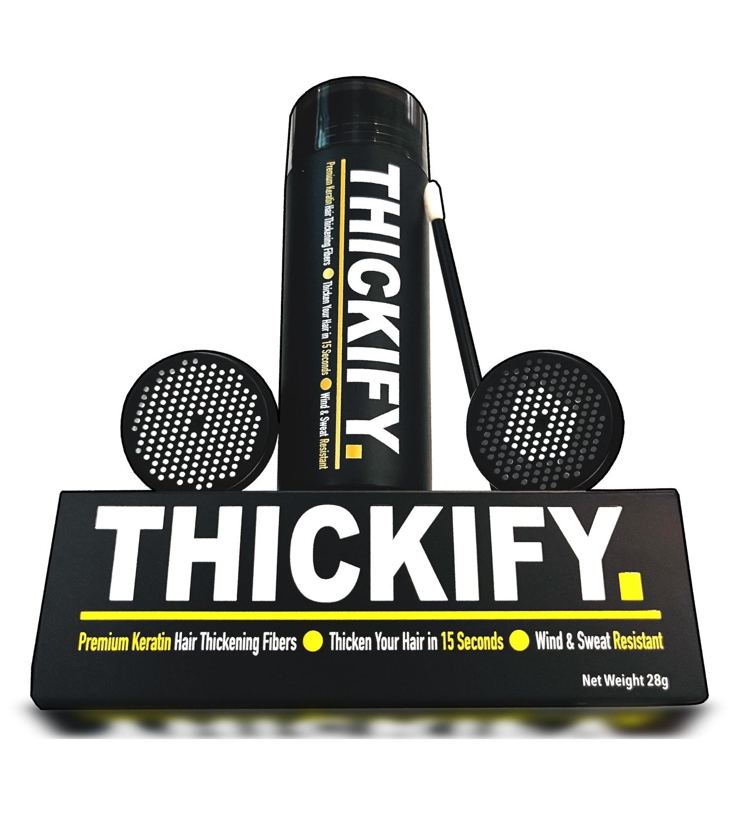 THICKIFY Hair Fibres 28g Bottle - Undetectable & Natural Hair Loss Concealer for Women & Men - Instant Hair Thickener for Fine Hair (Black) - Buy Online on GoSupps.com