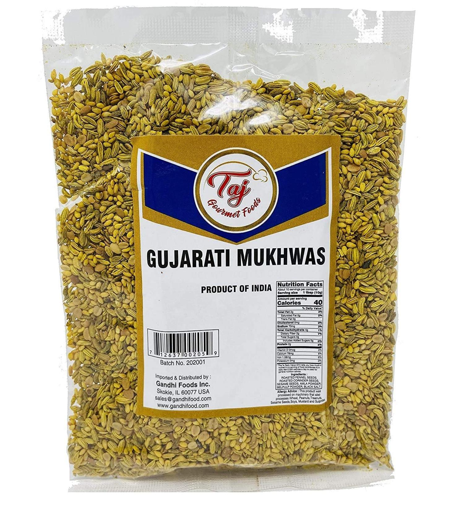 TAJ Premium Indian Gujarati Mukhwas (Mouth Freshener, Digestive Snack), (14 Ounce) 14 Ounce (Pack of 1)