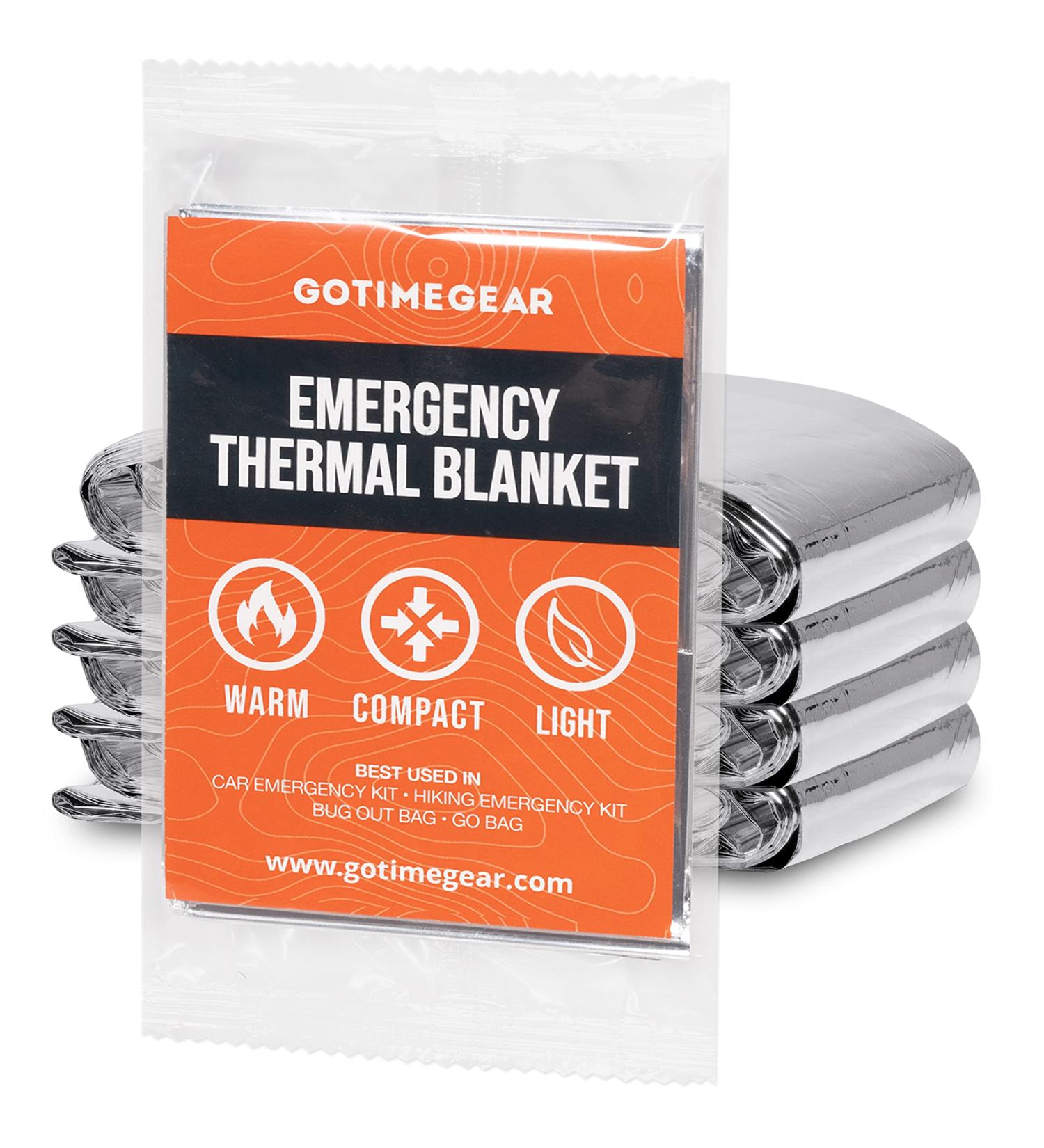Go Time Gear Emergency Blankets - 4 Pack of Mylar Space Blankets for Camping, Hiking & Survival Kits - Buy Online on GoSupps.com