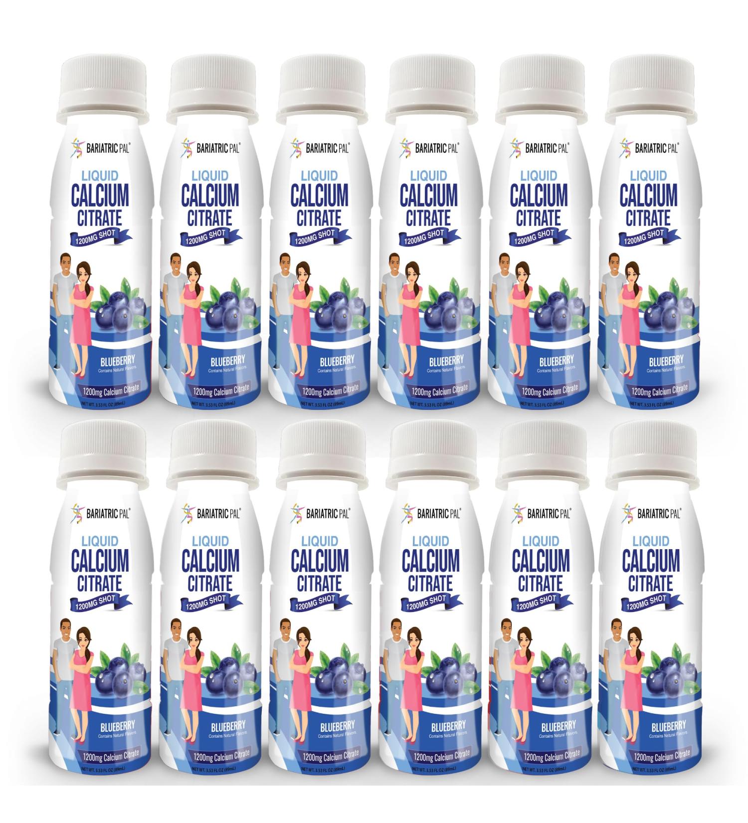 BariatricPal 1200mg Calcium Citrate Sugar-Free Liquid Shots - Blueberry (12-Pack)