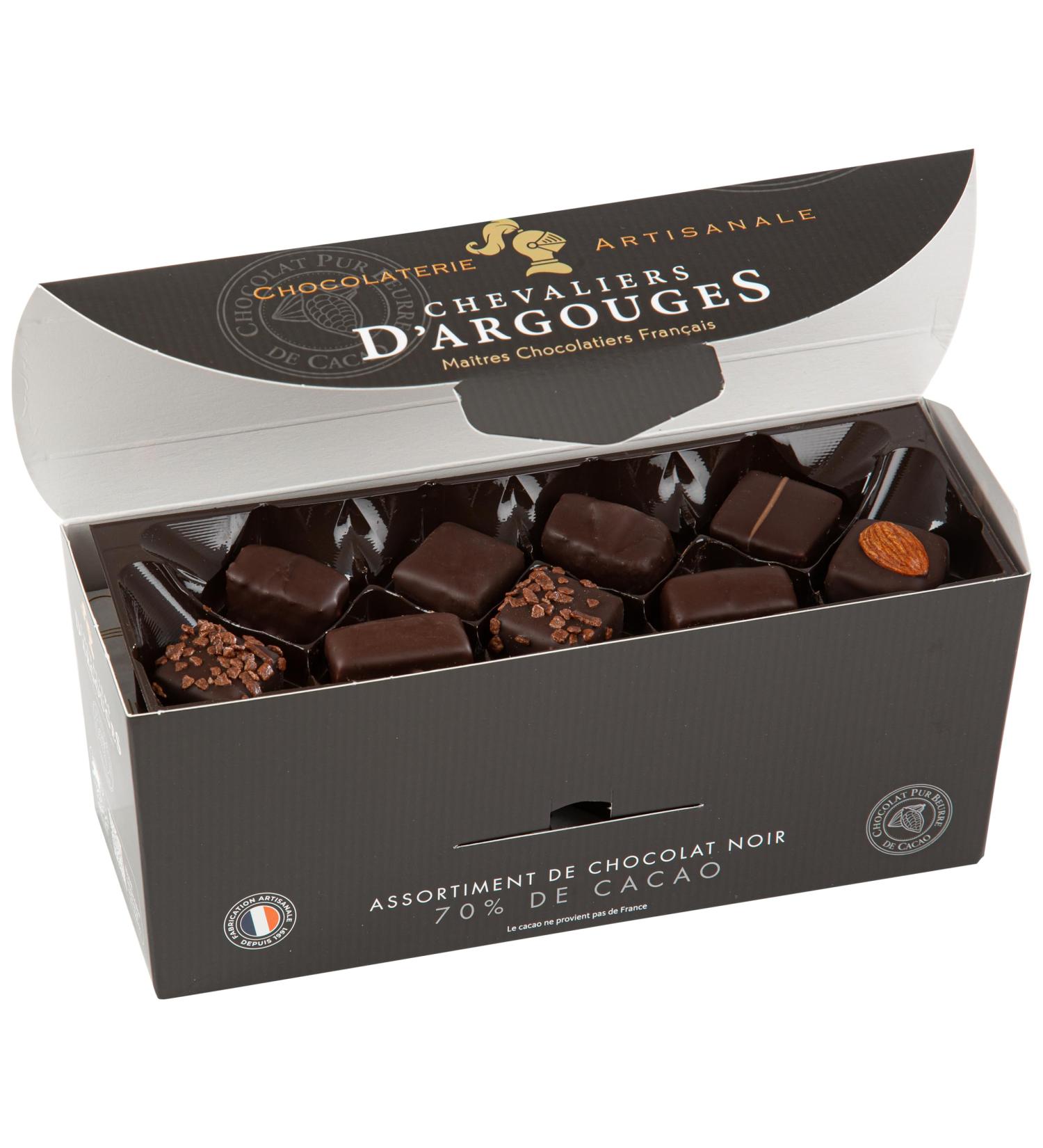 CHEVALIERS D'ARGOUGES French Master Chocolatiers - Assortment of dark chocolates 70% - Ballotin tasting 365g - Buy Online on GoSupps.com