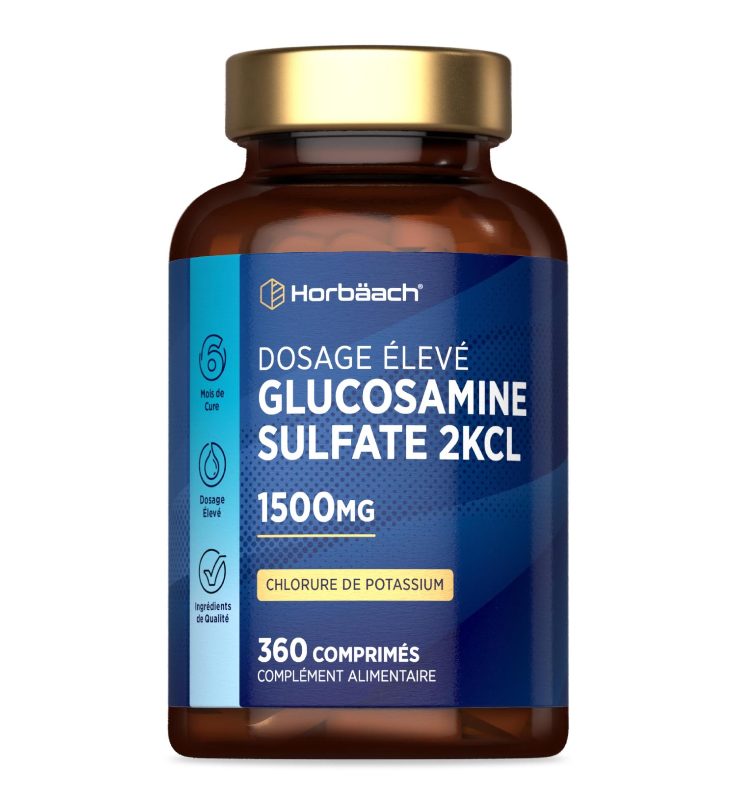 Glucosamine Sulfate 1500mg 2KCl | 360 Comprim s | Compl ment Alimentaire Haute Dose | Glucosamine Sulphate Supplement | by Horbaach - Buy Online on GoSupps.com