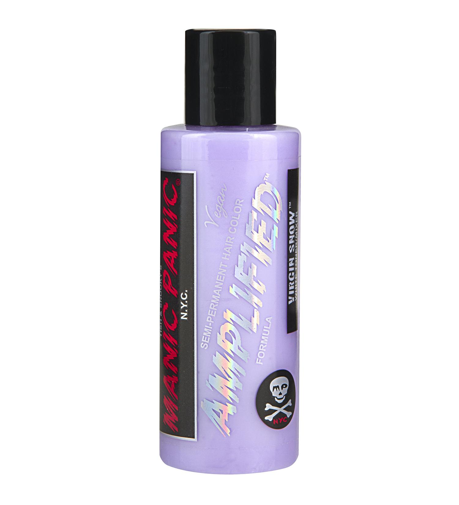 MANIC PANIC Virgin Snow Blonde Toner - Amplified 4oz - Semi Permanent Blue Tint for Blonde/Bleached Hair, Removes Brassiness - Buy Online on GoSupps.com