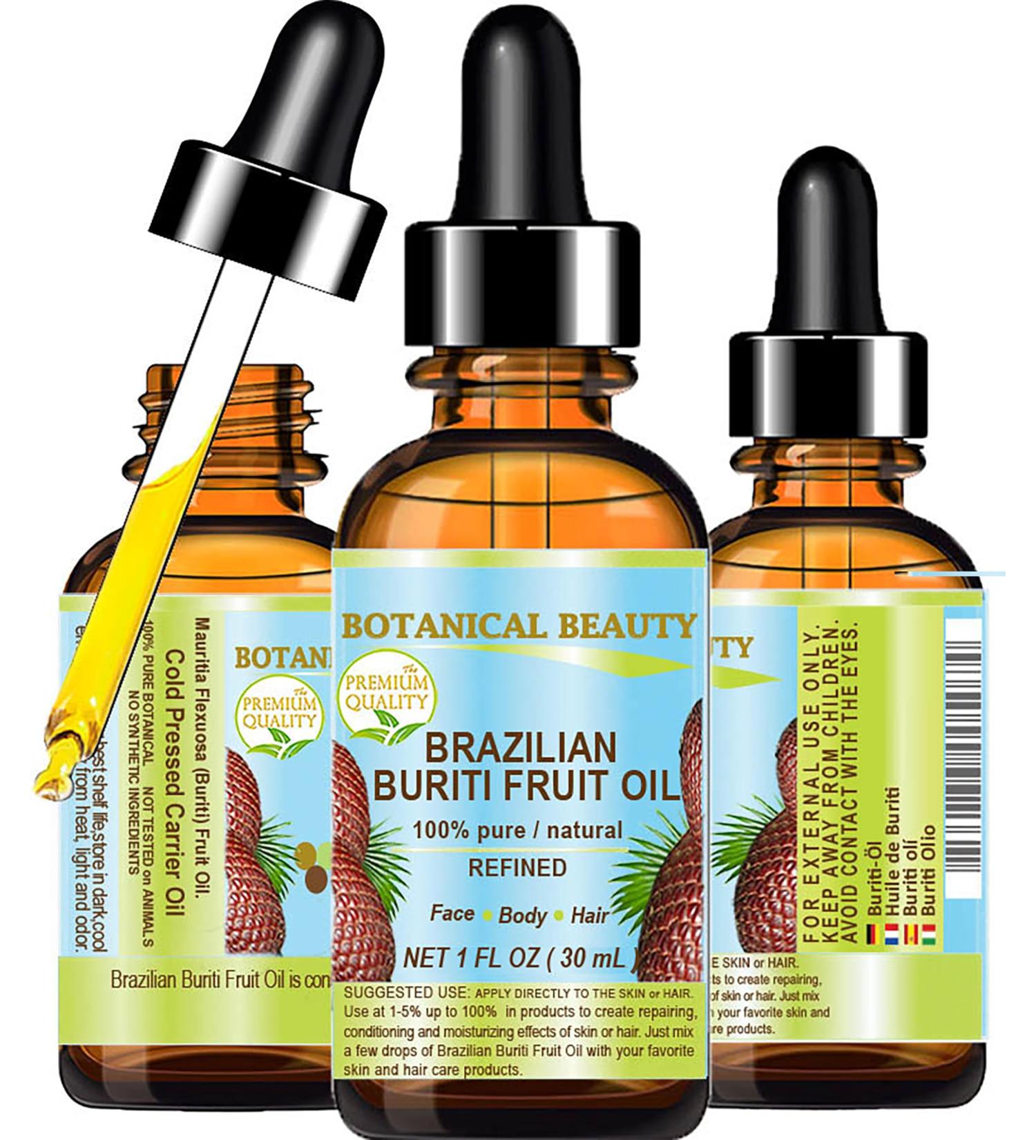 Botanical Beauty Brazilian BURITI FRUIT OIL 100% Pure Natural Refined Cold Pressed Carrier Oil Undiluted 1 Fl Oz - 30 ml for Face Skin Body Hair Nails 1 Fl Oz (Pack of 1) - Buy Online on GoSupps.com