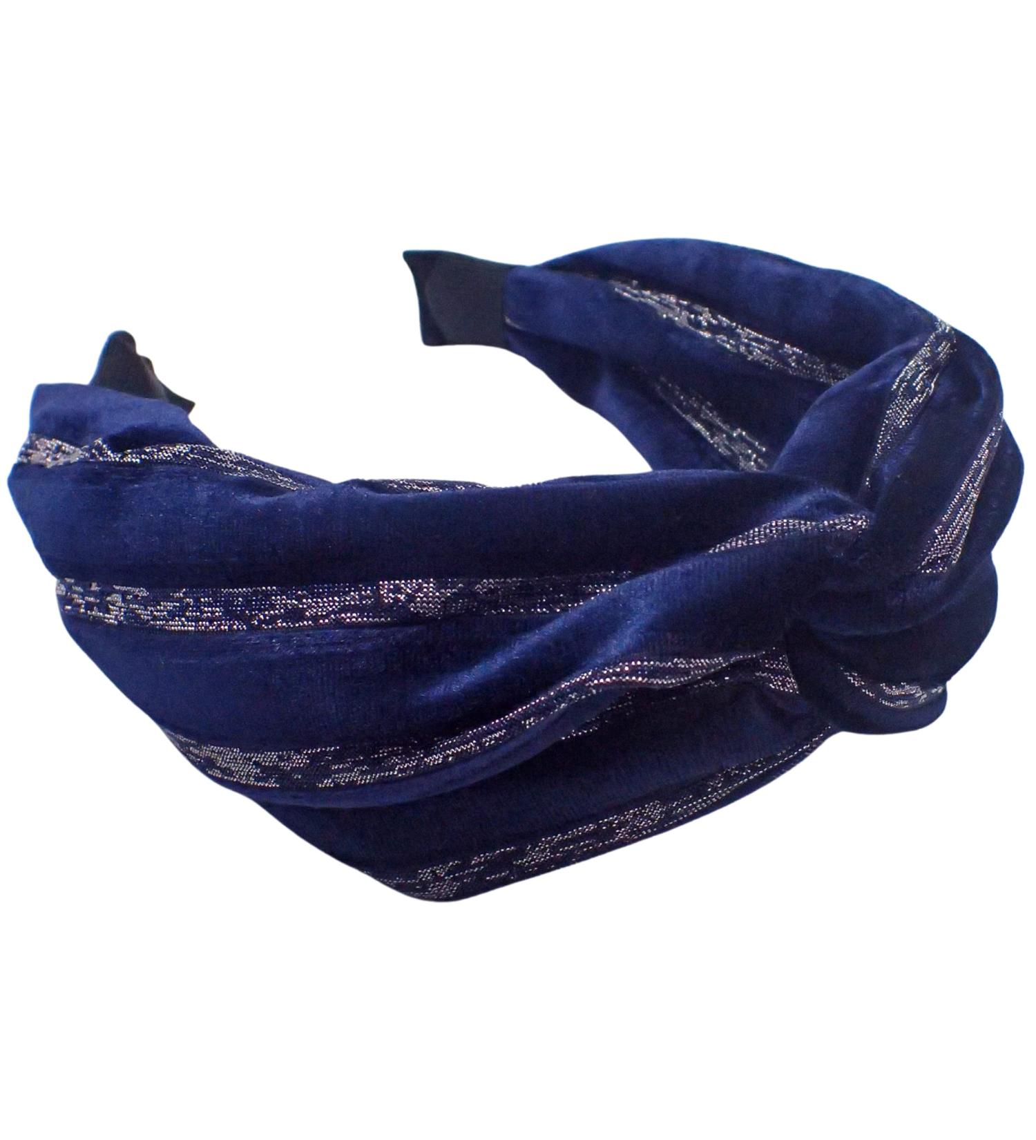 Topkids Accessories Velvet and Lurex Twist Alice Bands Adult Women Hair Accessories for Women Hair Bands for Women Thick Headband Womens Headbands Head Bands Adult Women (Navy Blue) - Buy Online on GoSupps.com