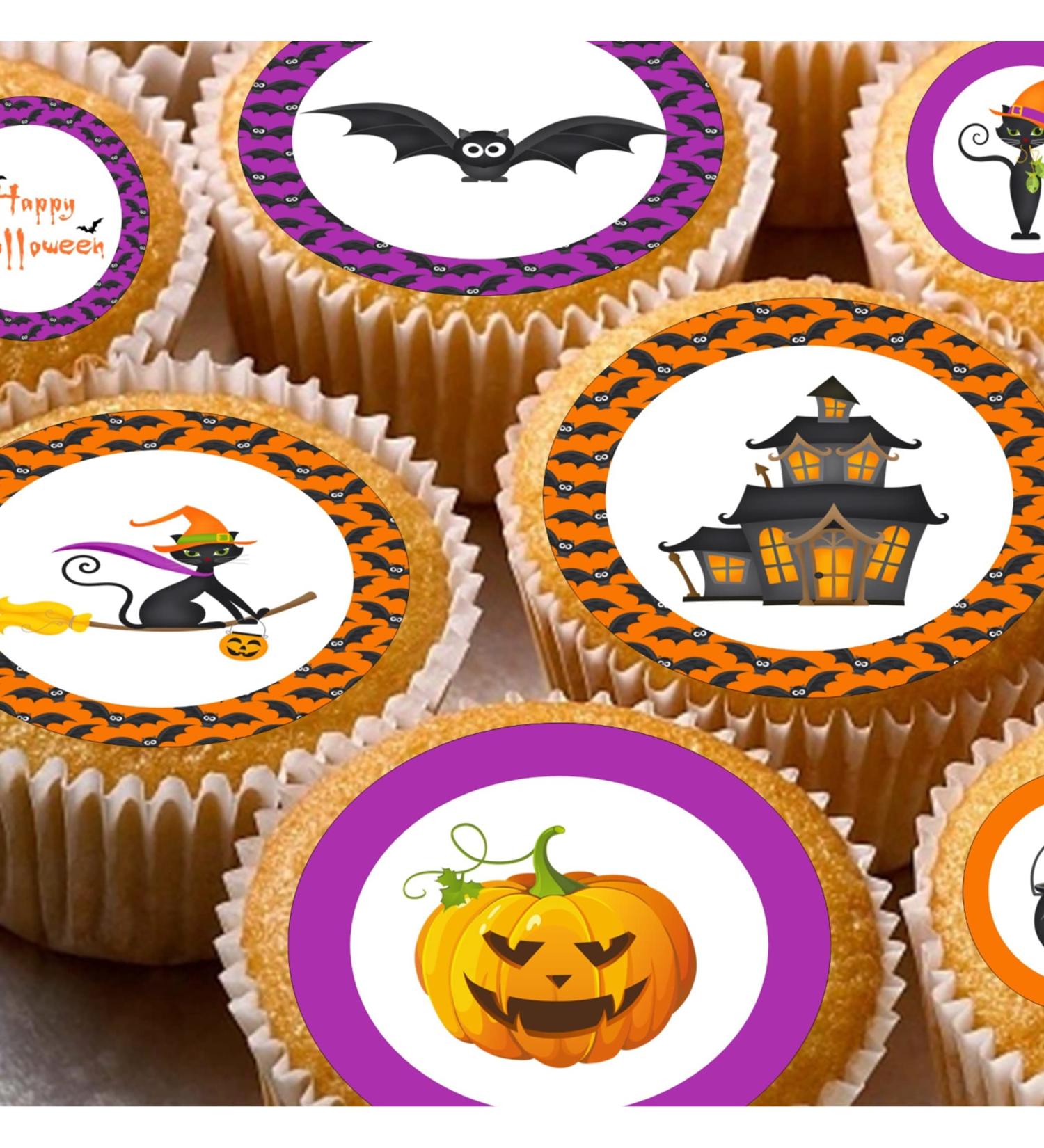 cakes 24 edible PRE CUT Halloween (framed) style kids childrens party decorations Wafer Paper Cupcake Fairy Cake Toppers Multi - Buy Online on GoSupps.com