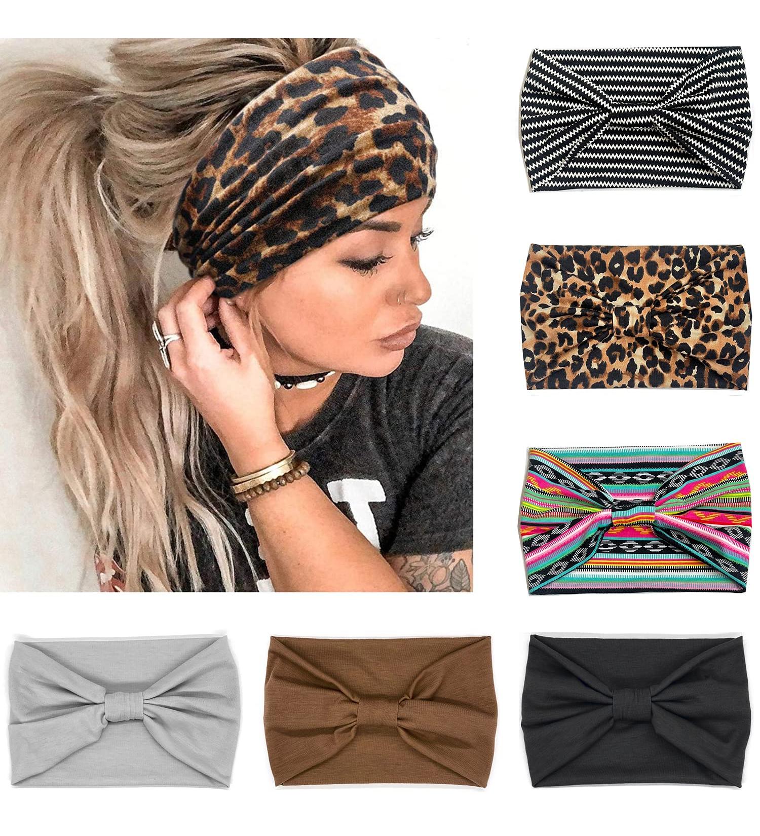 VENUSTE Wide Headbands for Women - 6PCS Boho Color Knotted Head Bands | Hair Accessories for Adult Women | Boho Fashion - Buy Online on GoSupps.com