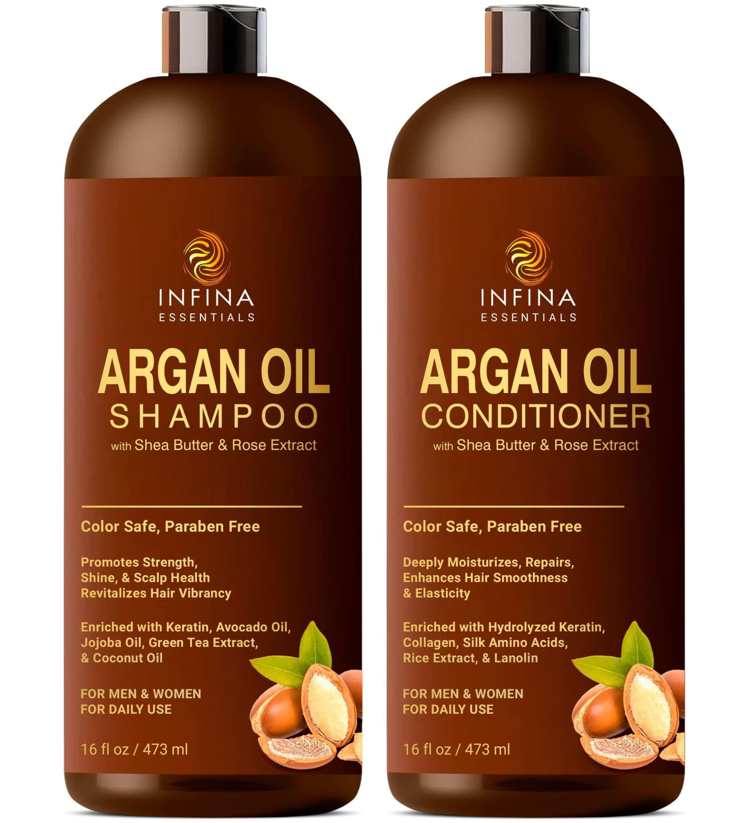 Argan Oil Shampoo & Conditioner Set - Hydrating Sulfate Free Hair Care for All Hair Types - 16 fl oz Each - Buy Online on GoSupps.com